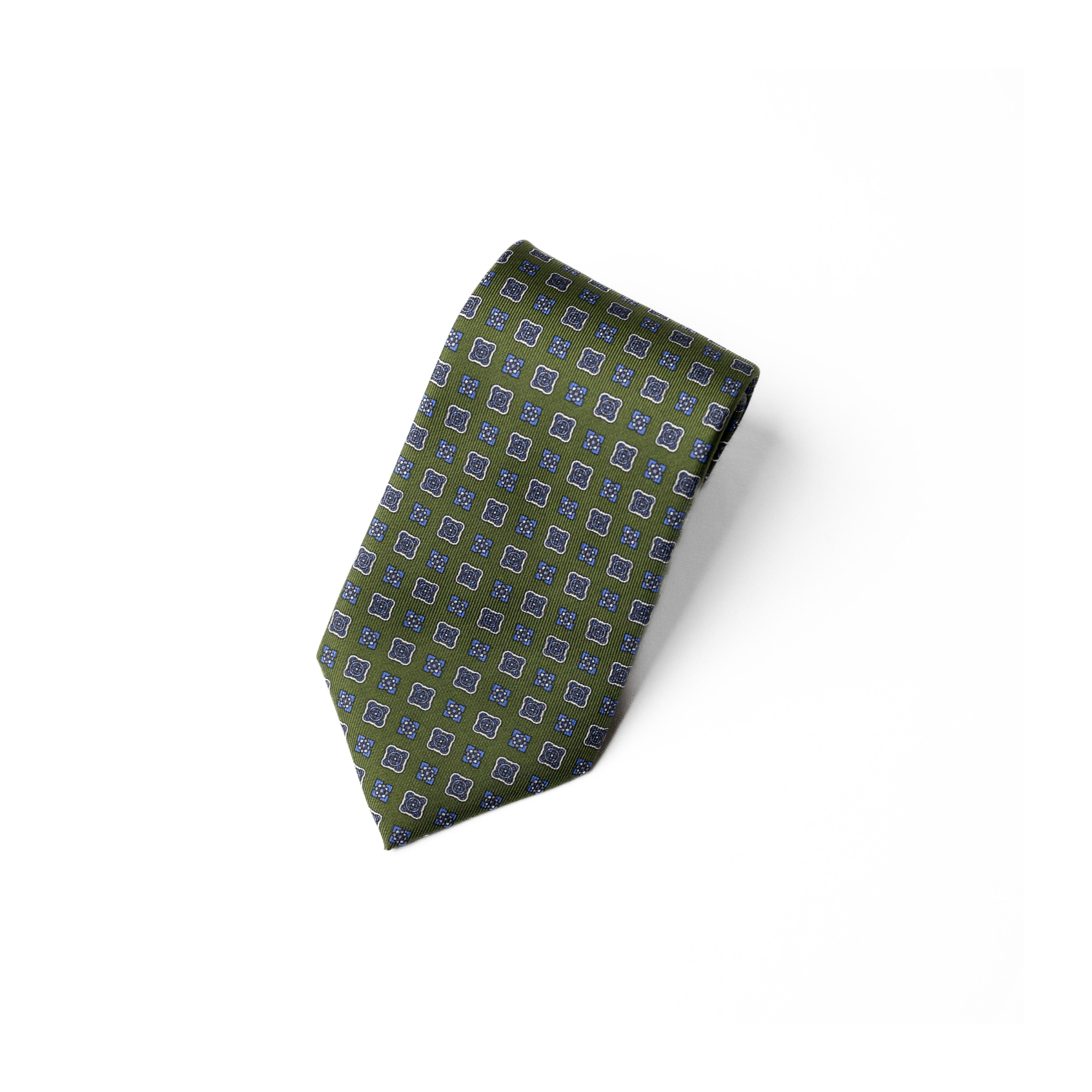 Handprinted Flower Tie in Green