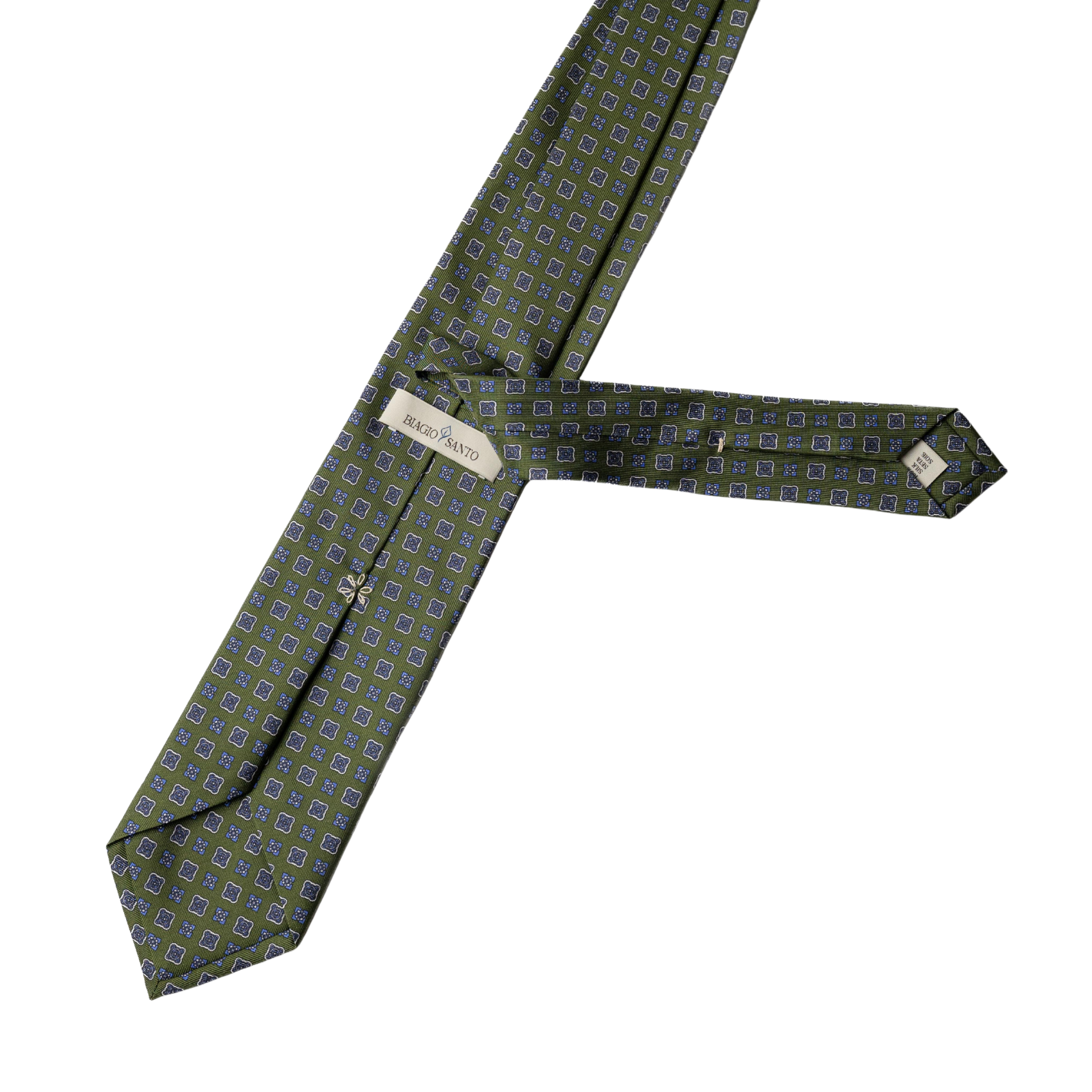 Handprinted Flower Tie in Green