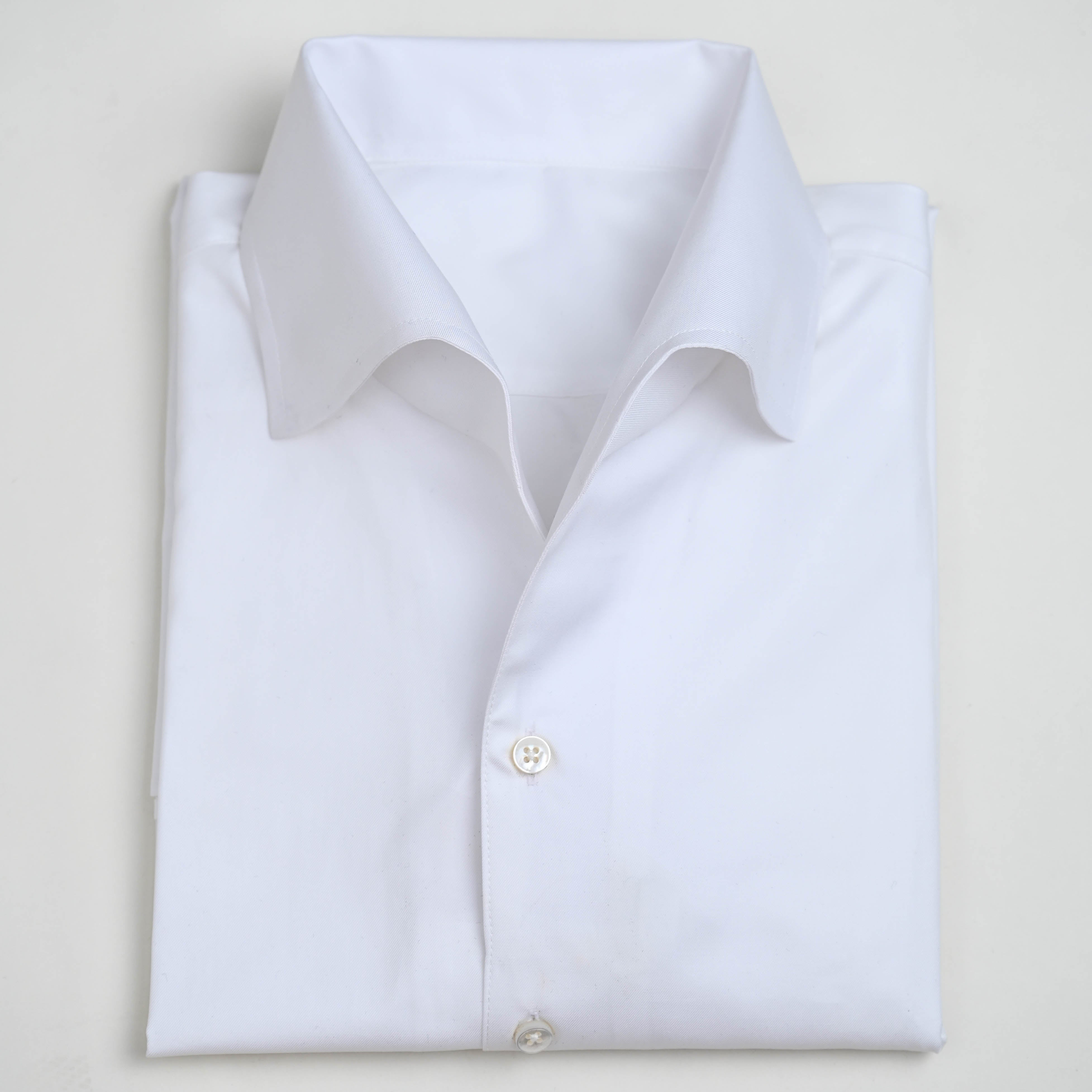 White Twill 100% Cotton Shirt in "Albini / Thomas Mason's Royale"