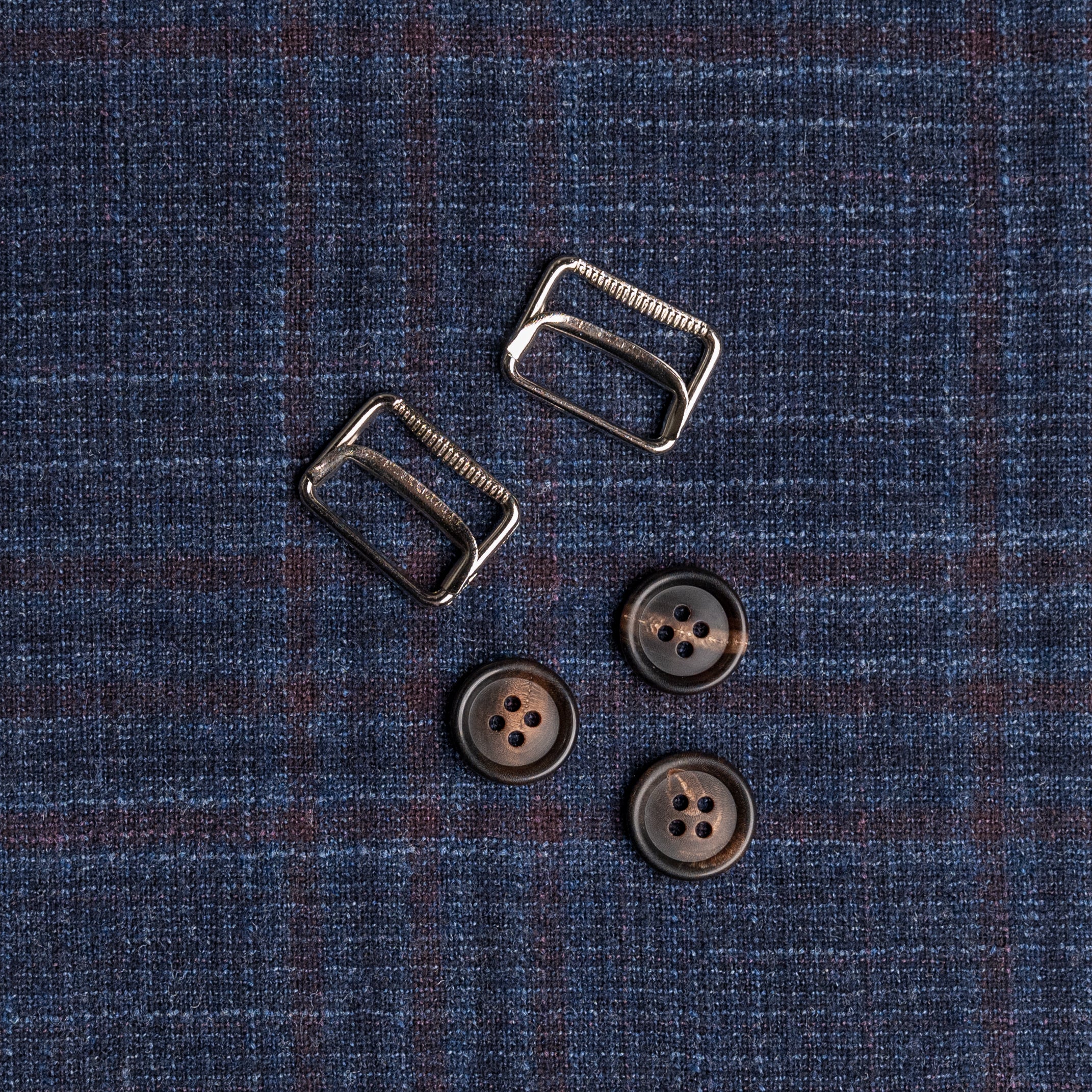 Blue & Maroon Checks Italian Cashmere Wool Jacketing Fabric