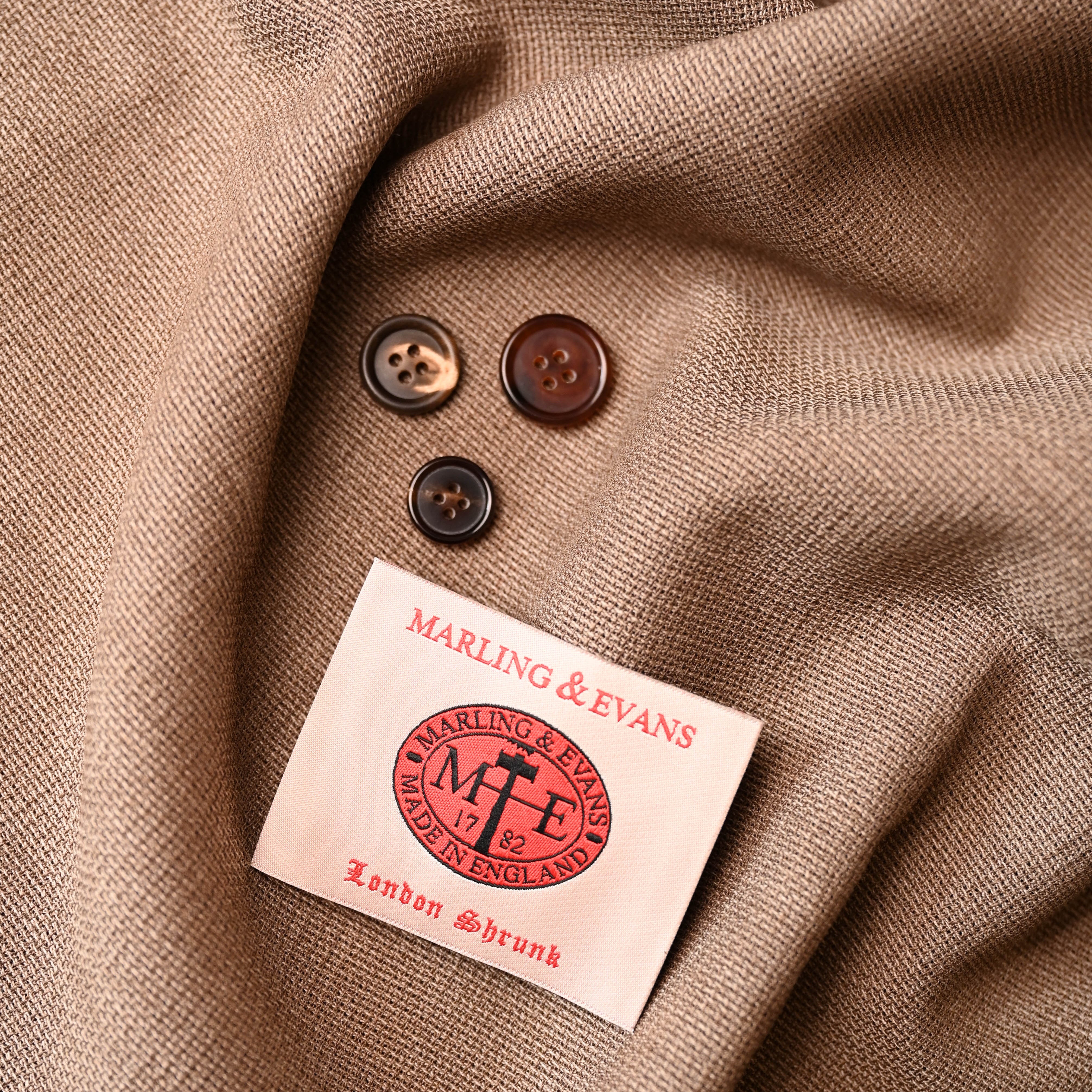 Taupe Marling & Evans Mockleno 100% Wool Jacketing Fabric