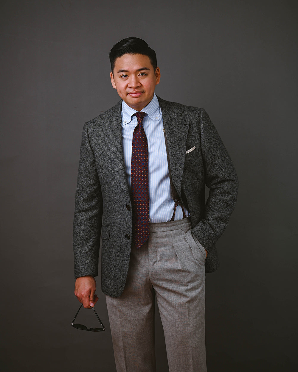 Mid-Grey Cotton Wool Cashmere Sports Jacket | Giovanny Model