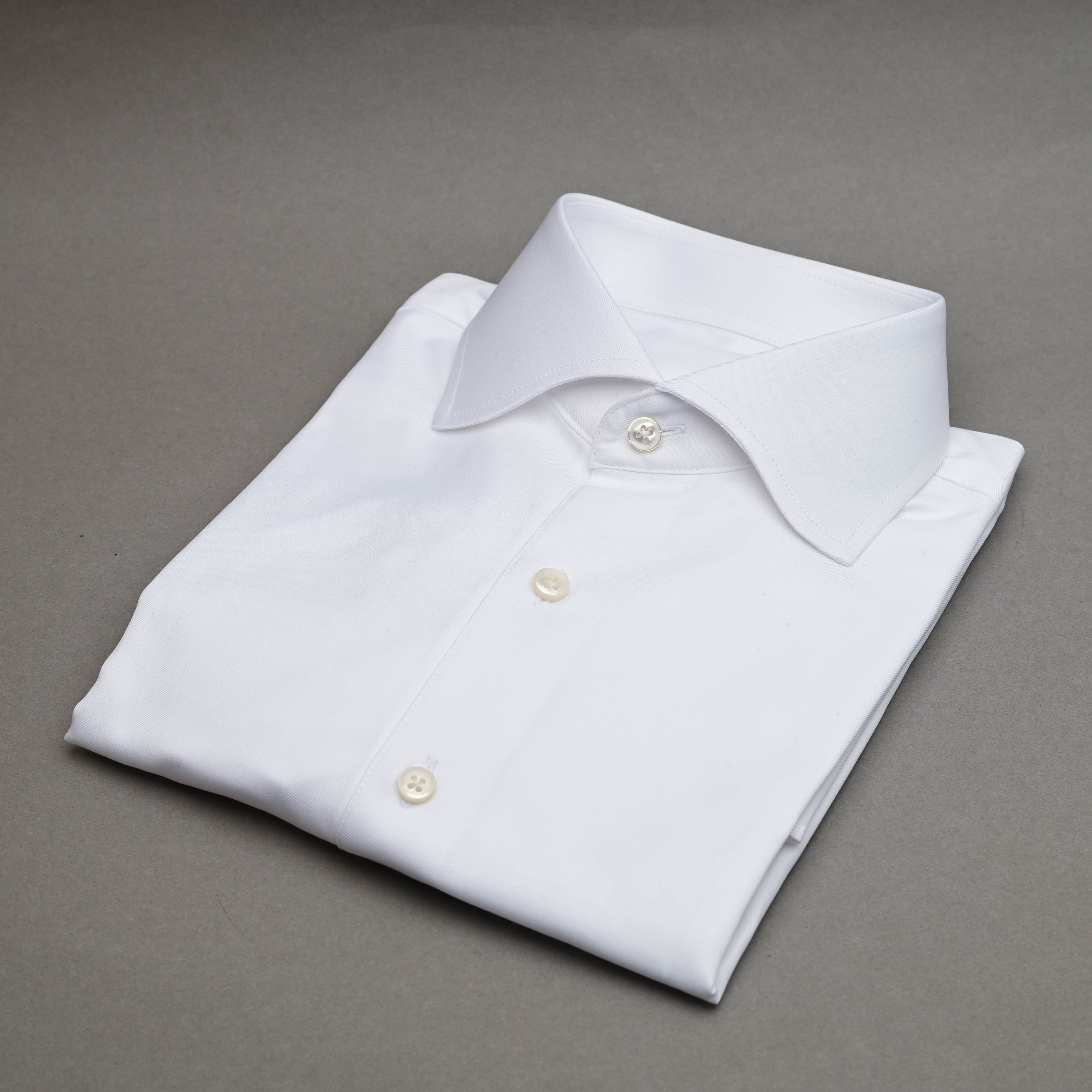 White Twill 100% Cotton Shirt in "Refinement"