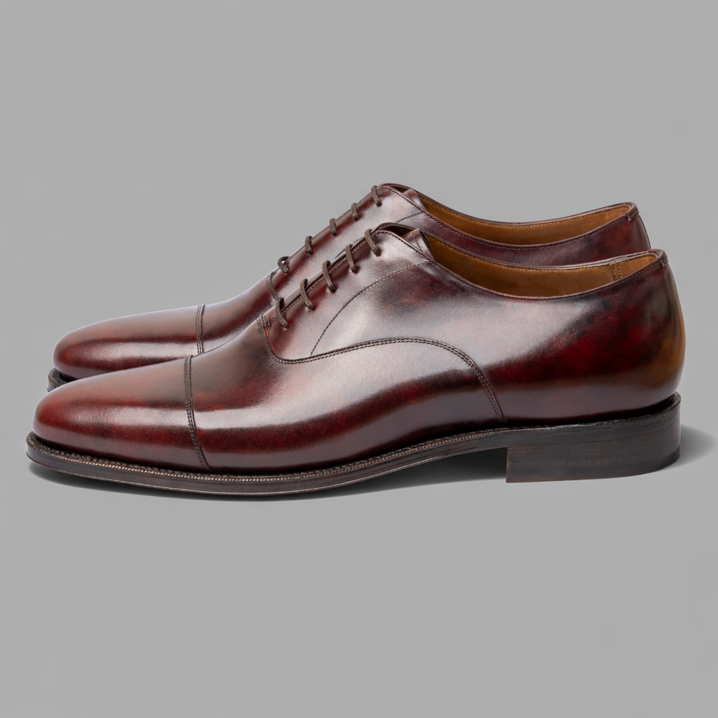Straight Tip Oxford in Burgundy Museum Calf Leather