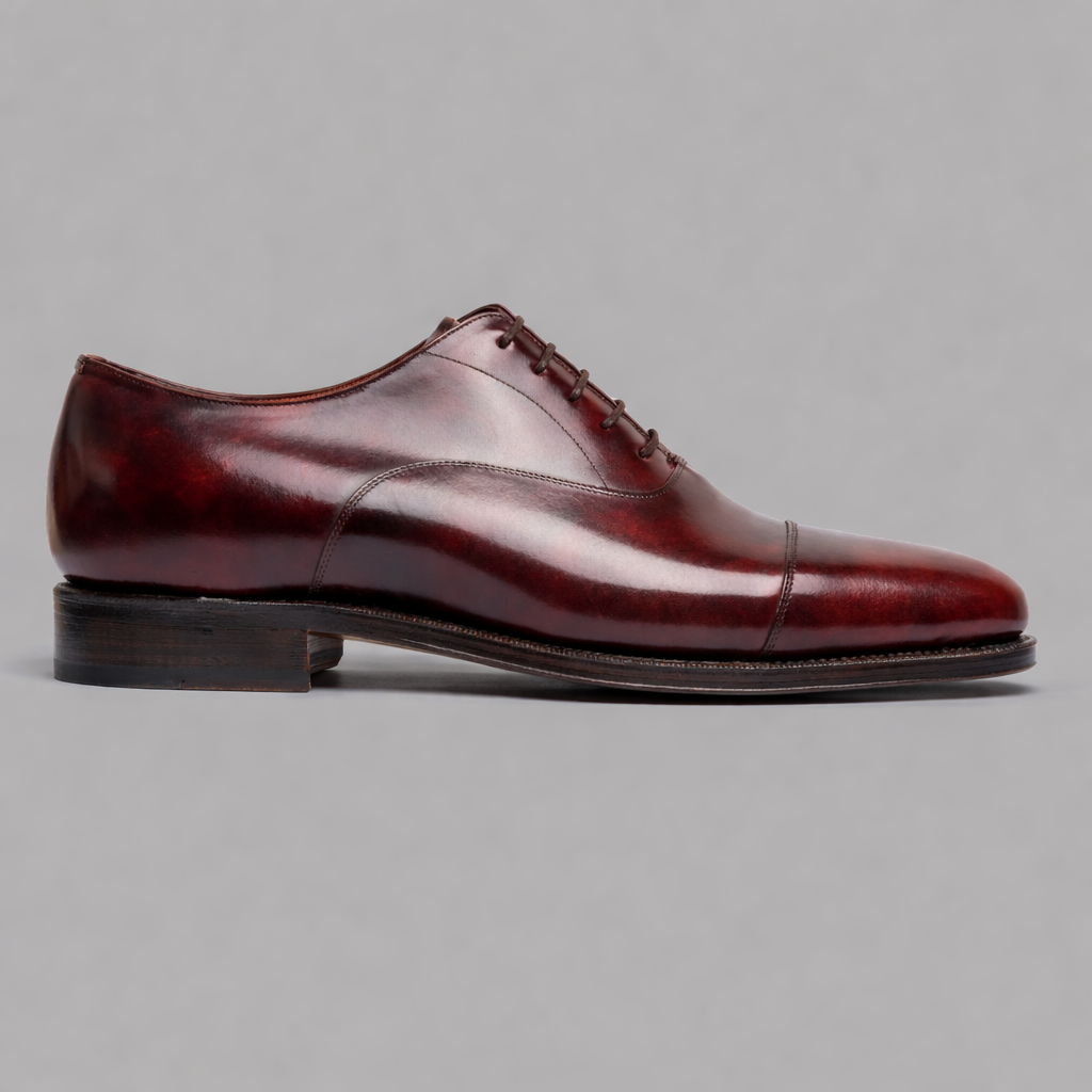 Straight Tip Oxford in Burgundy Museum Calf Leather