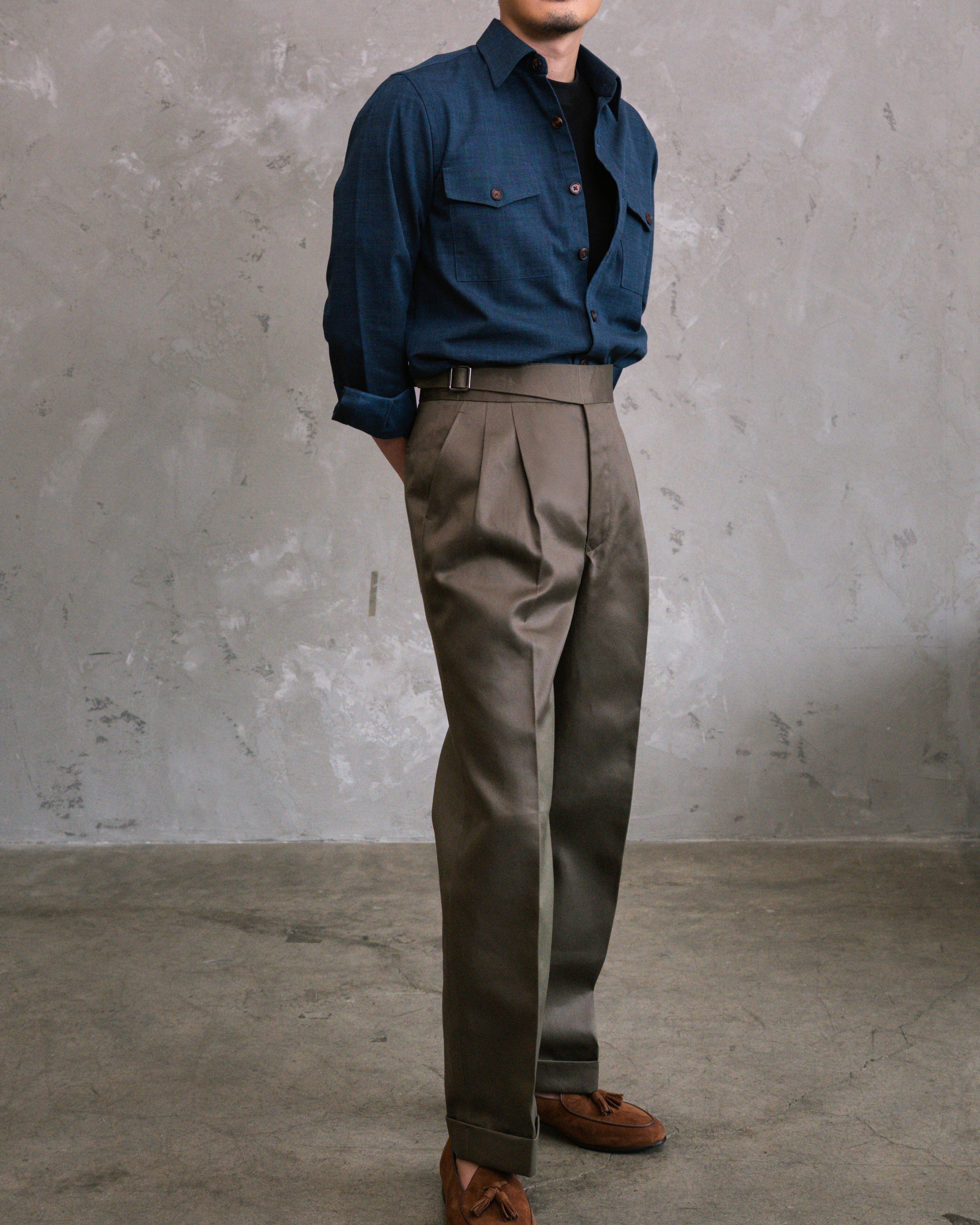 Army Green Cotton Gurkha Trousers
