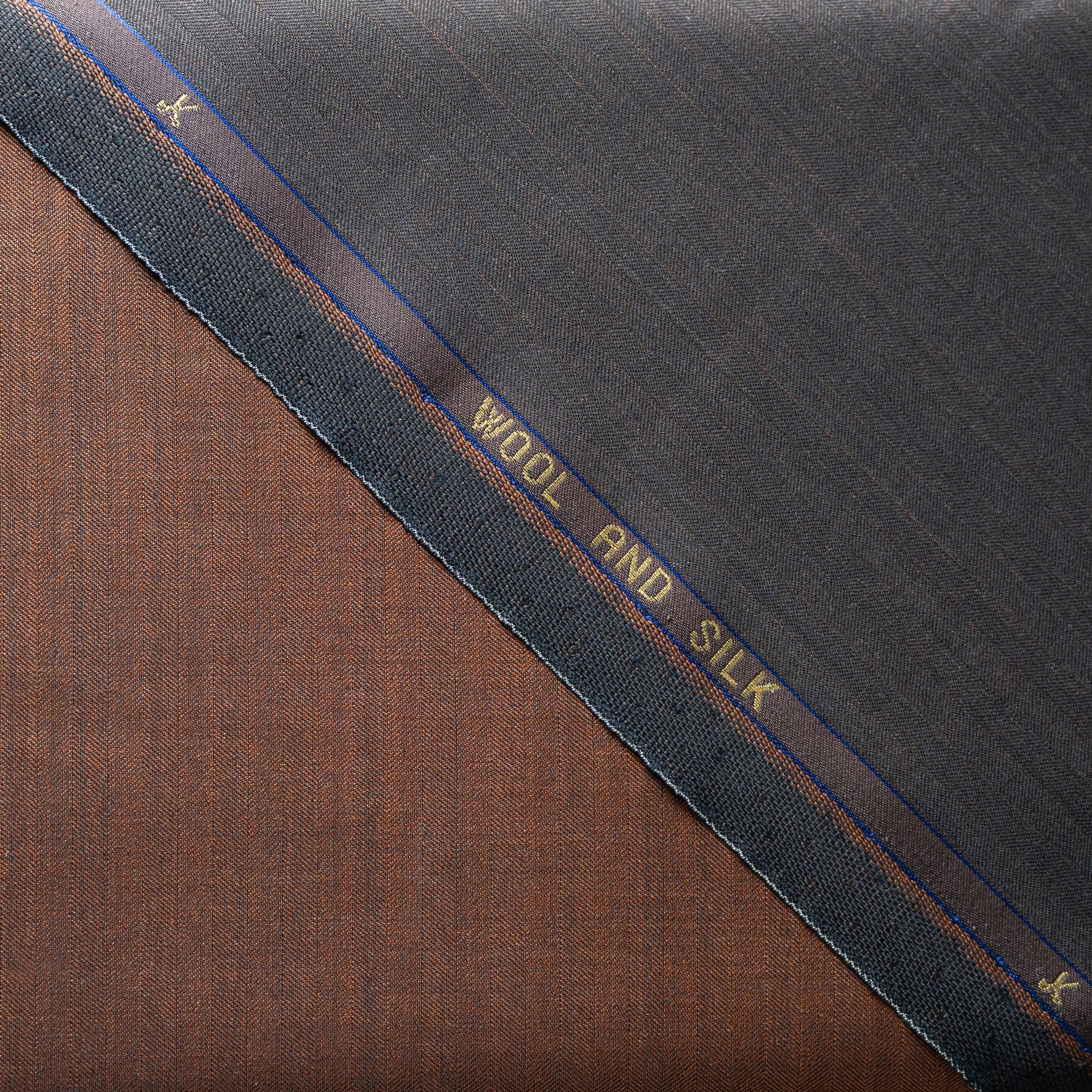 Brown Solaro Herringbone VBC Wool Silk Trousering / Jacketing Fabric