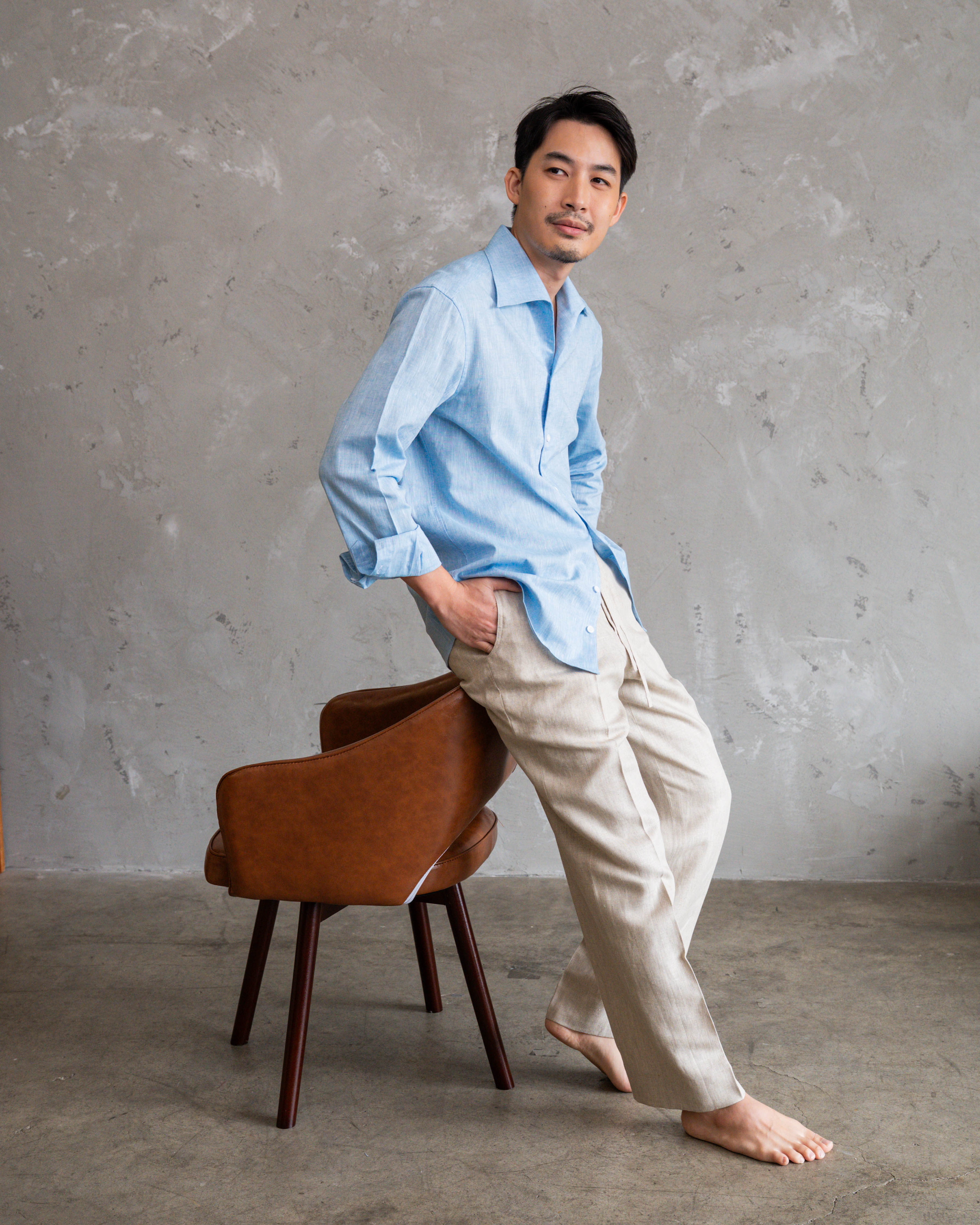 Sky Blue Cotton Linen Shirt