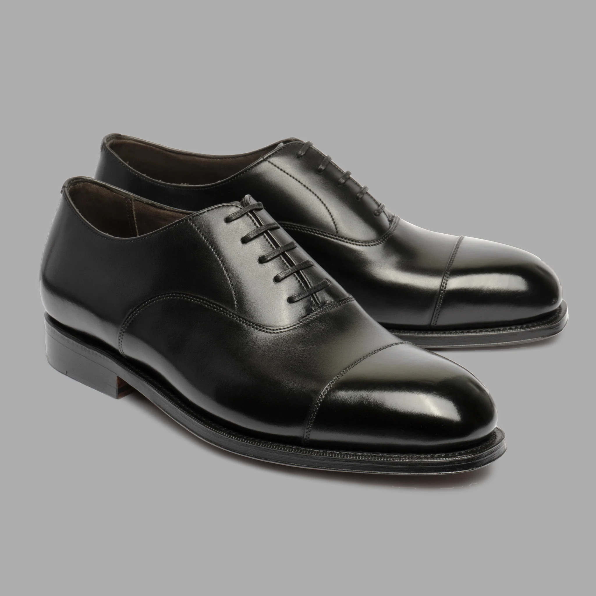 Straight Tip Oxford in Black Calf Leather