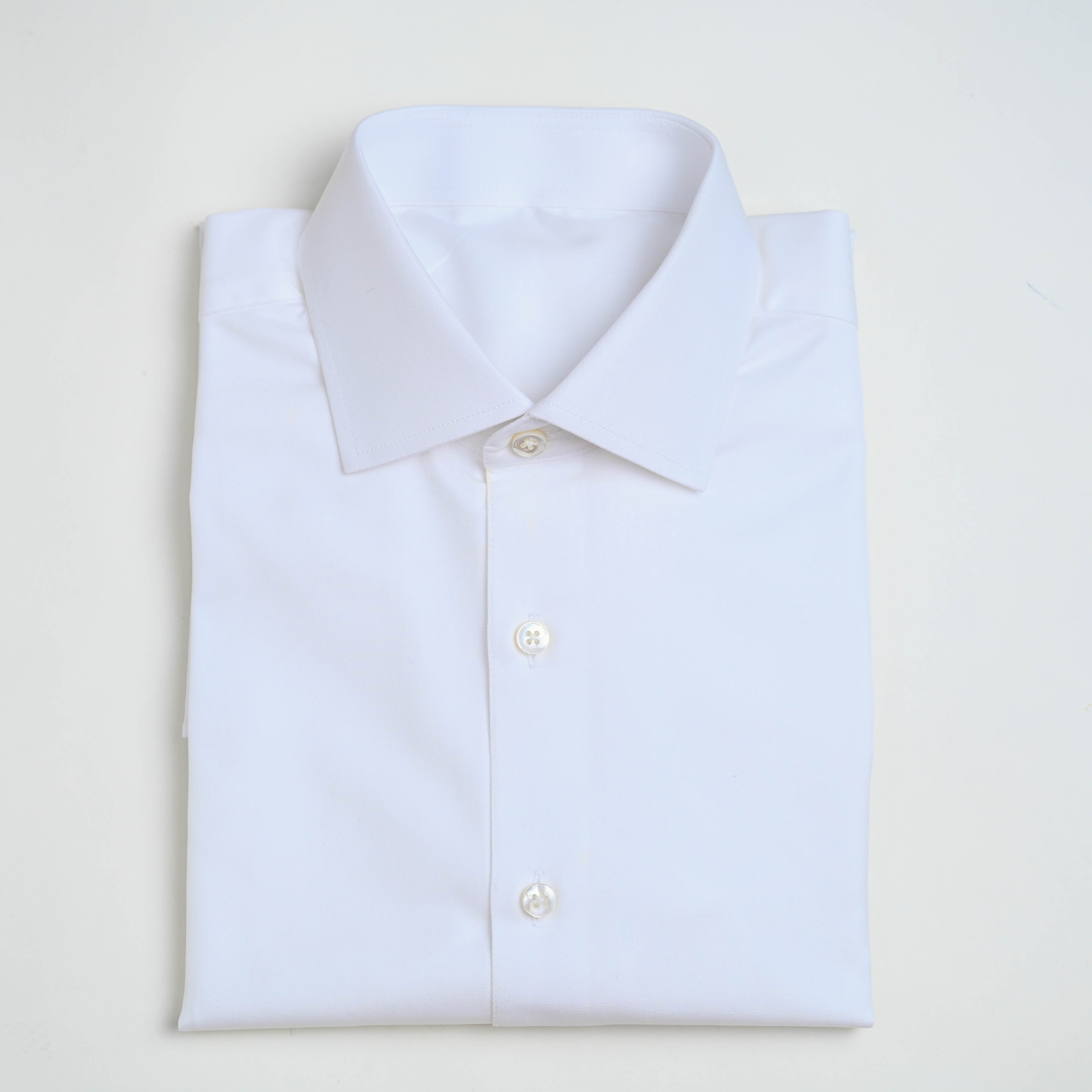 White Twill 100% Cotton Shirt in "Thomas Mason's Tower"