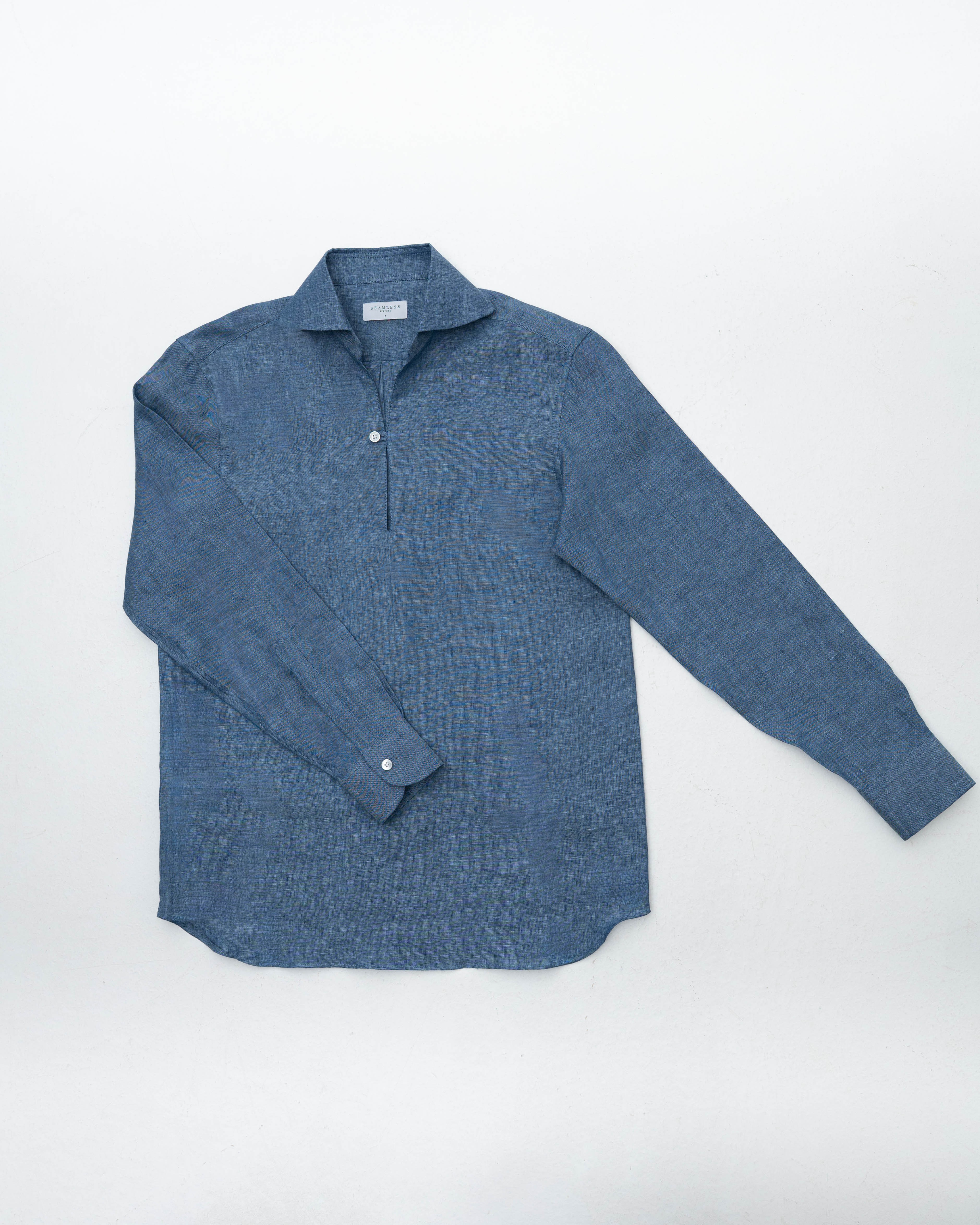 Testa Denim Blue Linen Popover Shirt