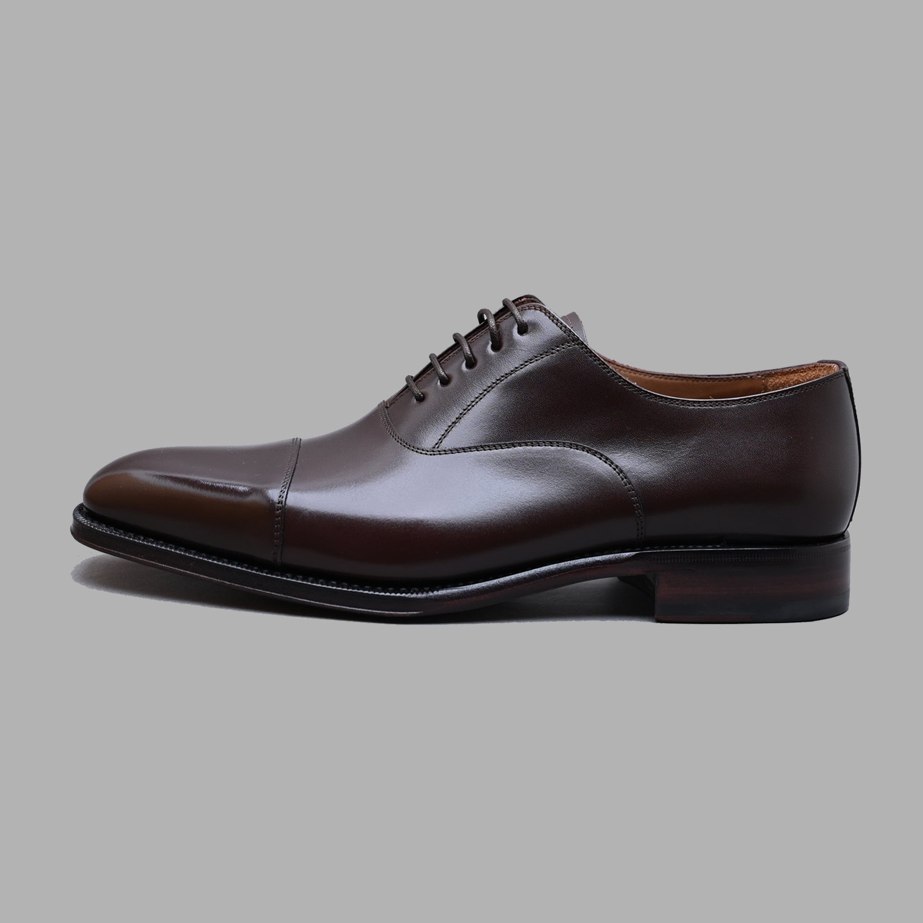 Cap Toe Oxford in Dark Brown Calf Leather (Box Calf)