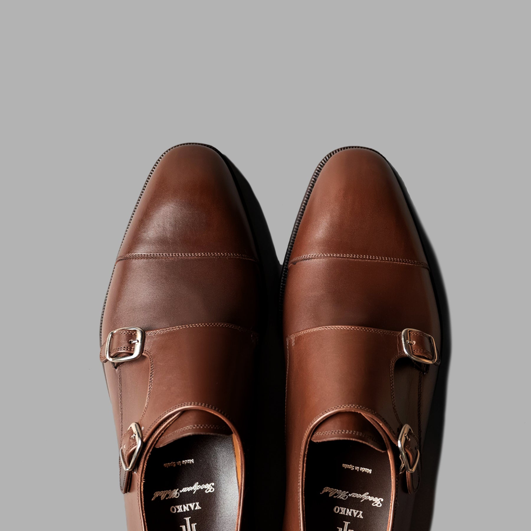 Double Monk Strap in Dark Brown Box Calf Leather