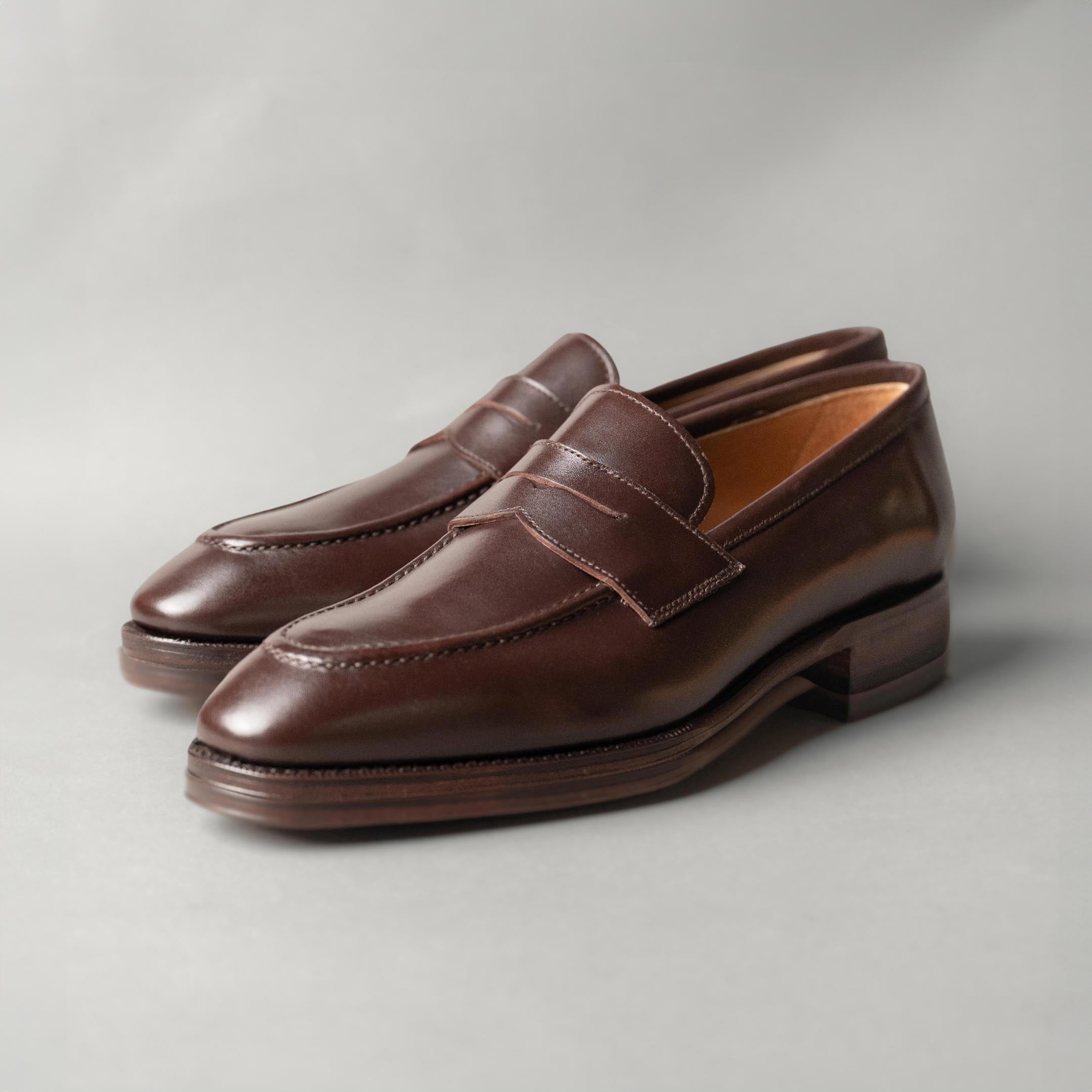 Penny Loafer in Dark Brown Box Calf Leather