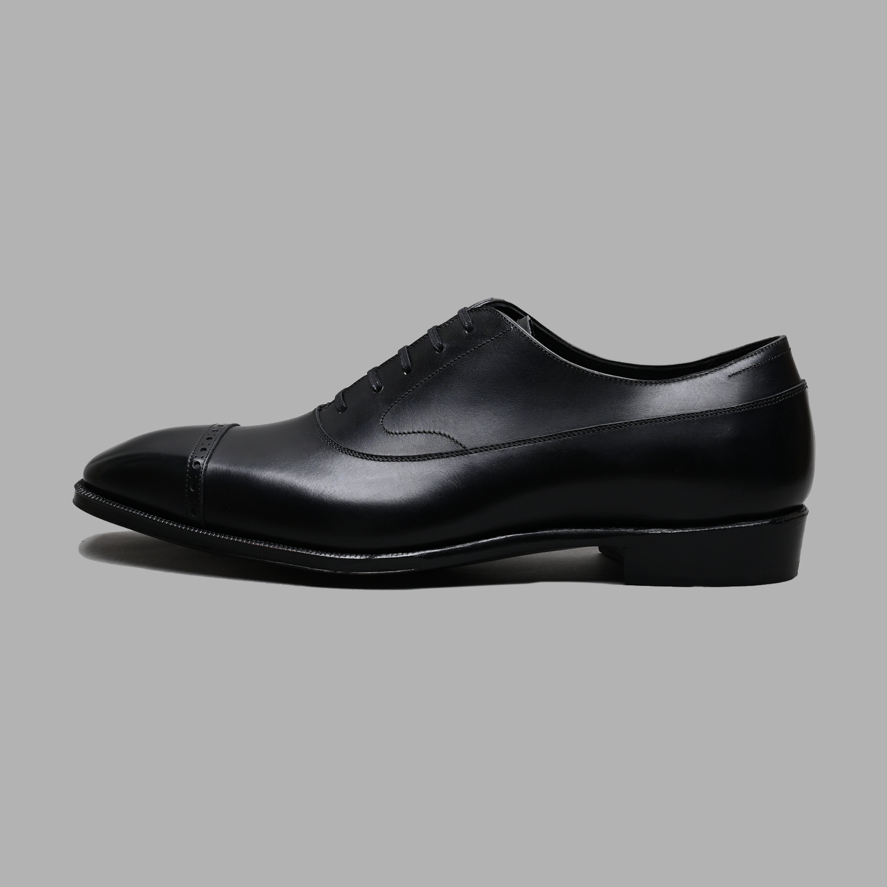 Cecil Hand Grade Punched Cap Toe Balmoral Oxford in Black Calf Leather