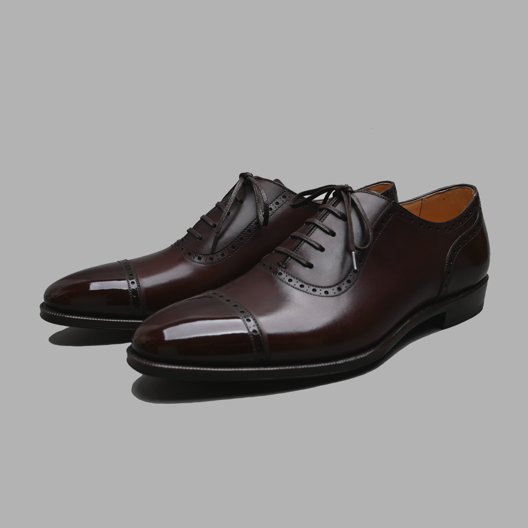 Erskine Hand Grade Adelaide Cap Toe Oxford in Dark Brown Vocalou Calf Leather