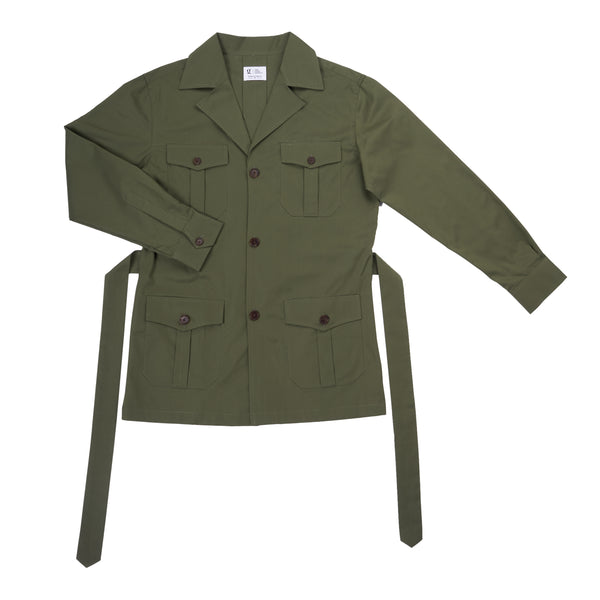 Cotton Safari Jacket in Army Green