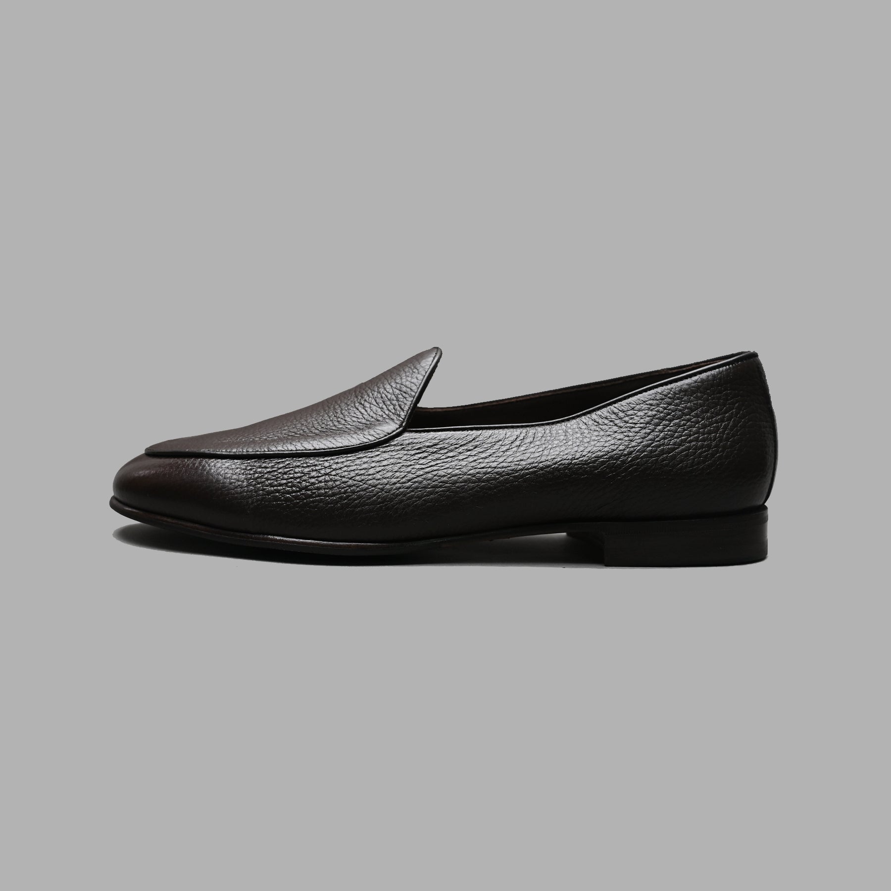 Classic Belgian Loafer in Dark Brown Deerskin Leather