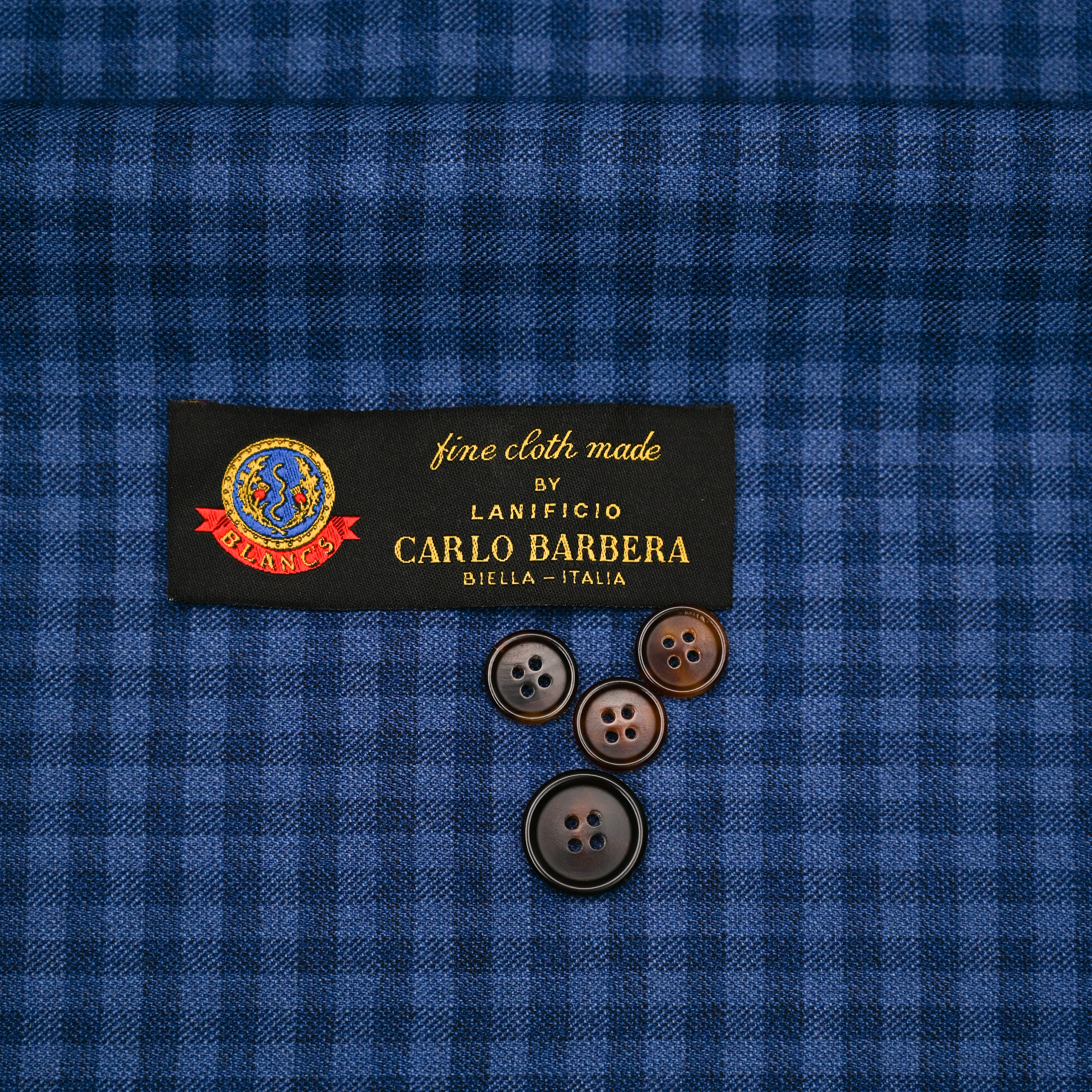 Blue Mini Checks Carlo Barbera Wool Jacketing Fabric
