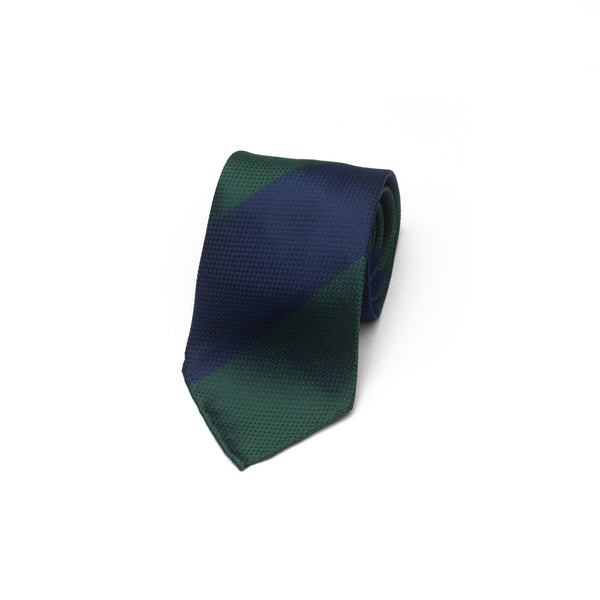 Regimental Silk Tie in Green and Navy