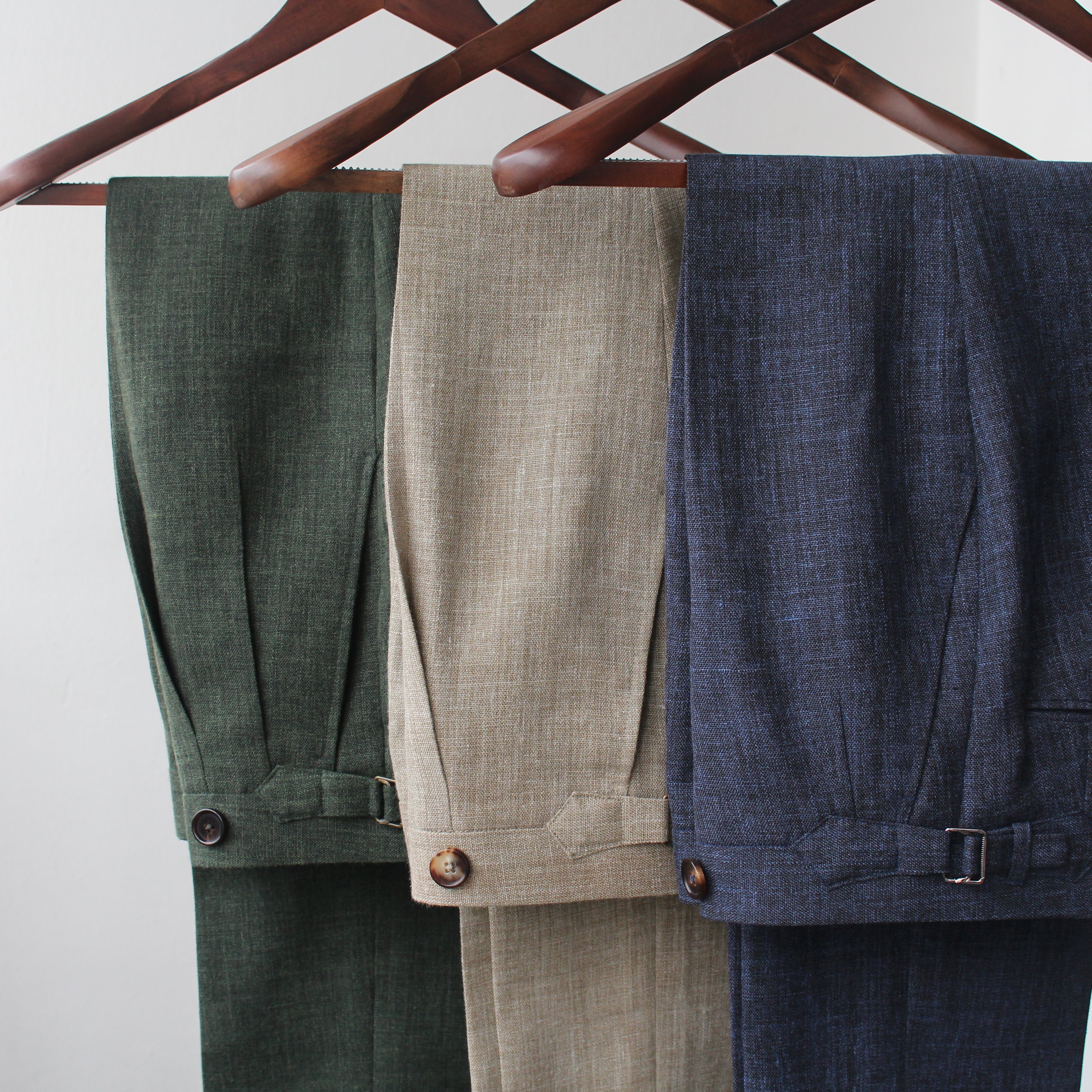 Classic Trousers in Harrisons of Edinburgh's "Sea Shell" Linen Terylene Fabric
