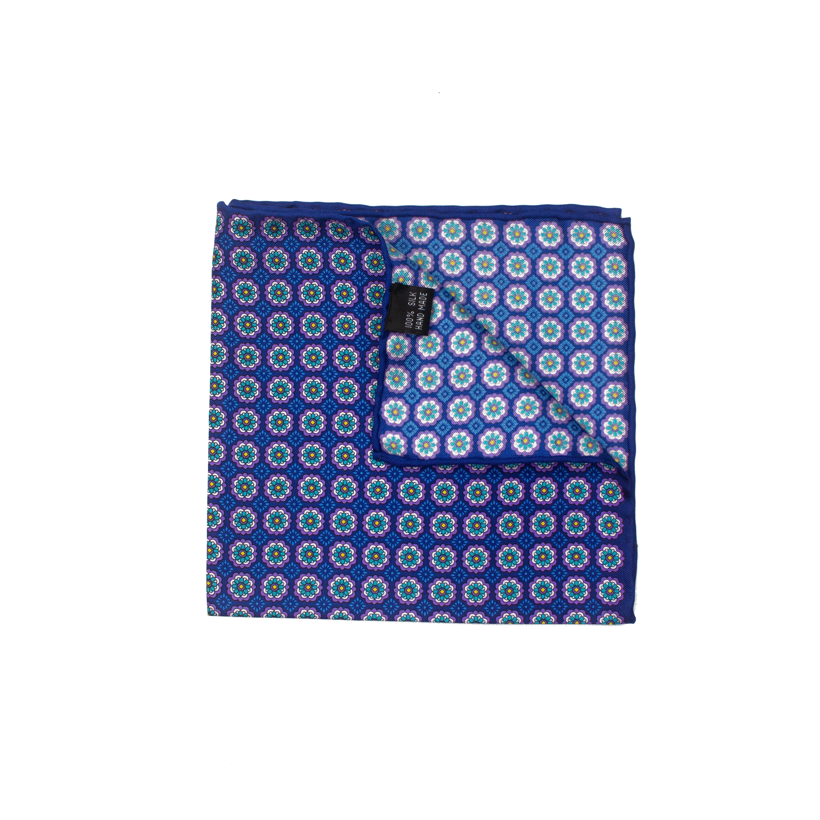 Purple/Blue Floral Printed Silk Pocket Square