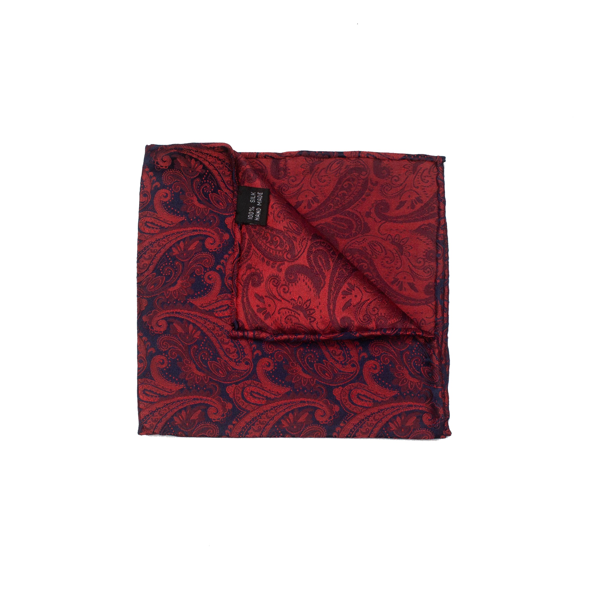 Blue and Red Paisley Silk Pocket Square main image 0