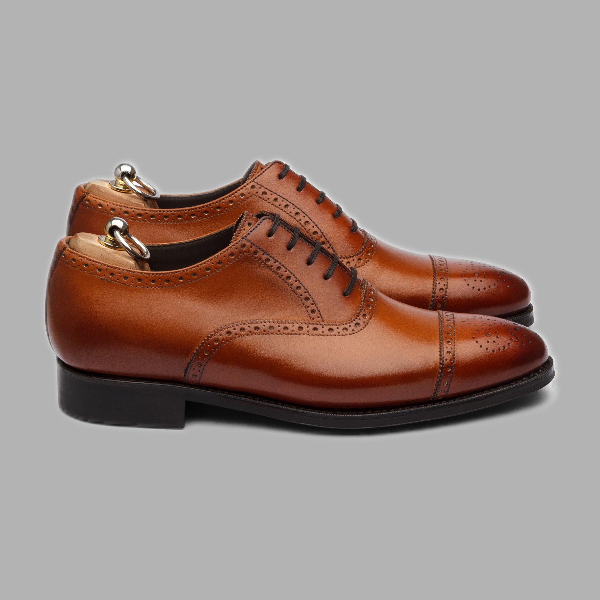 Semi Brogue Oxford in Cuoio Brown Leather