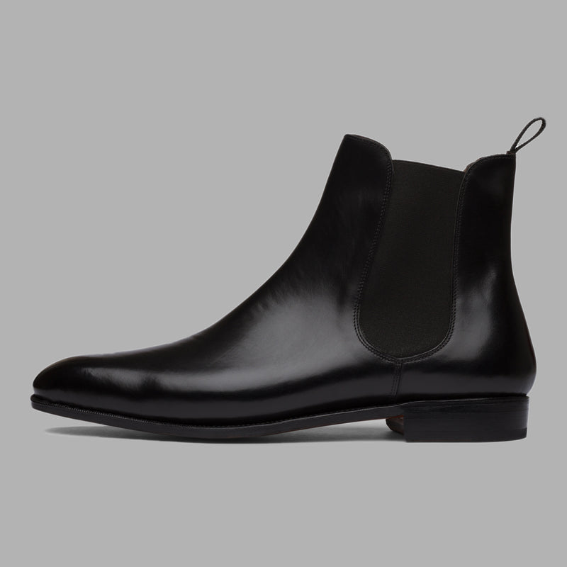 Chelsea Boot in Black Box Calf Leather