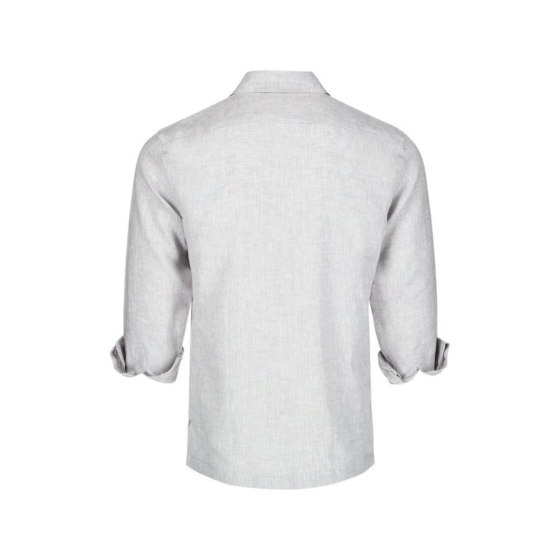 Double Pocket Linen Shirt in Grey