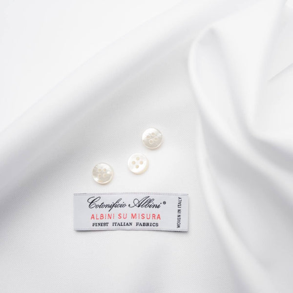 White Twill 100% Cotton Shirt in "Albini / Thomas Mason's Royale"