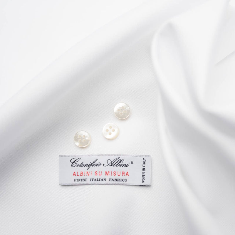 White Twill 100% Cotton Shirt in "Albini / Thomas Mason's Royale"