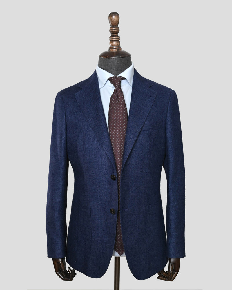 Navy Silk Linen Sports Jacket | Adriano Model