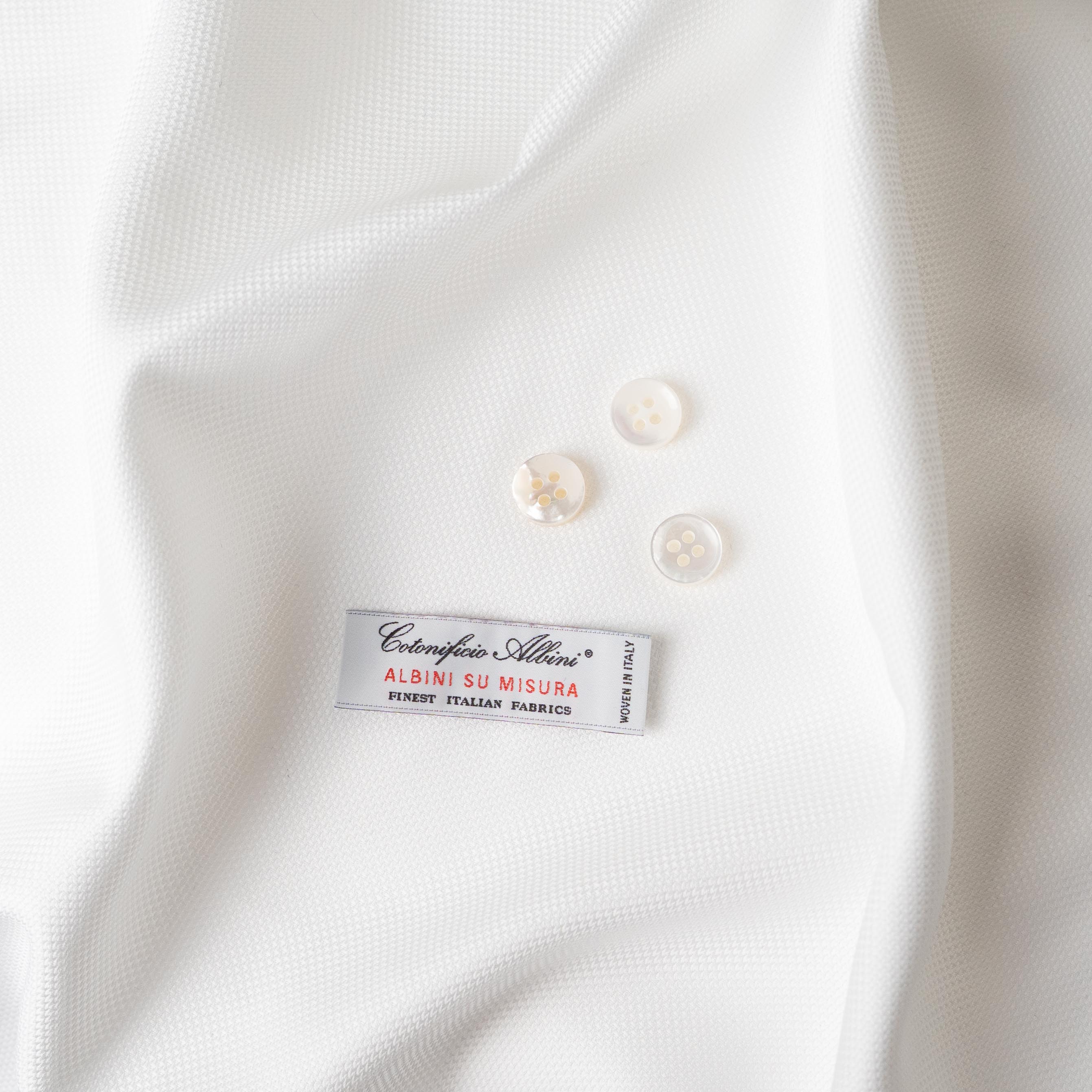 White Dobby 100% Cotton Shirt in "Albini's Duke"