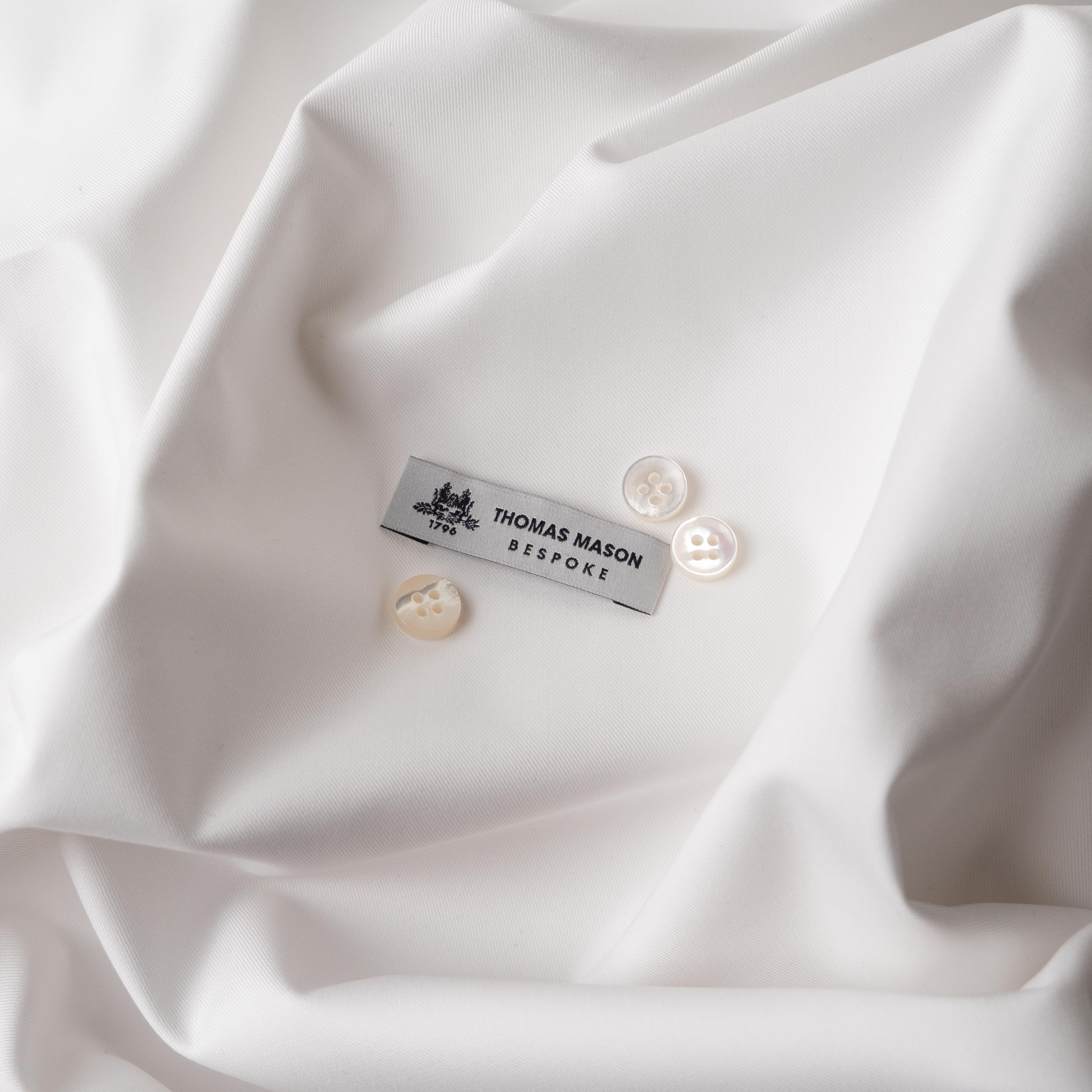 White Twill 100% Cotton Shirt in "Thomas Mason Journey"