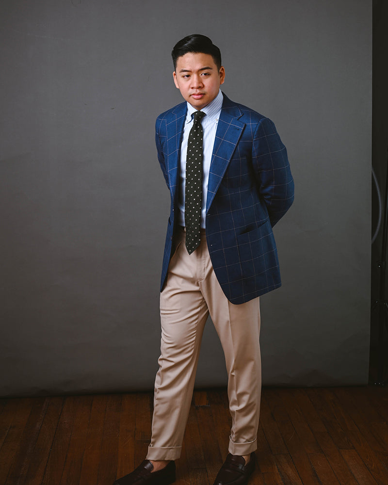 Blue Window Pane Wool Sports Jacket | Dario Model