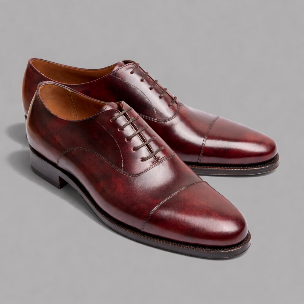 Straight Tip Oxford in Burgundy Museum Calf Leather
