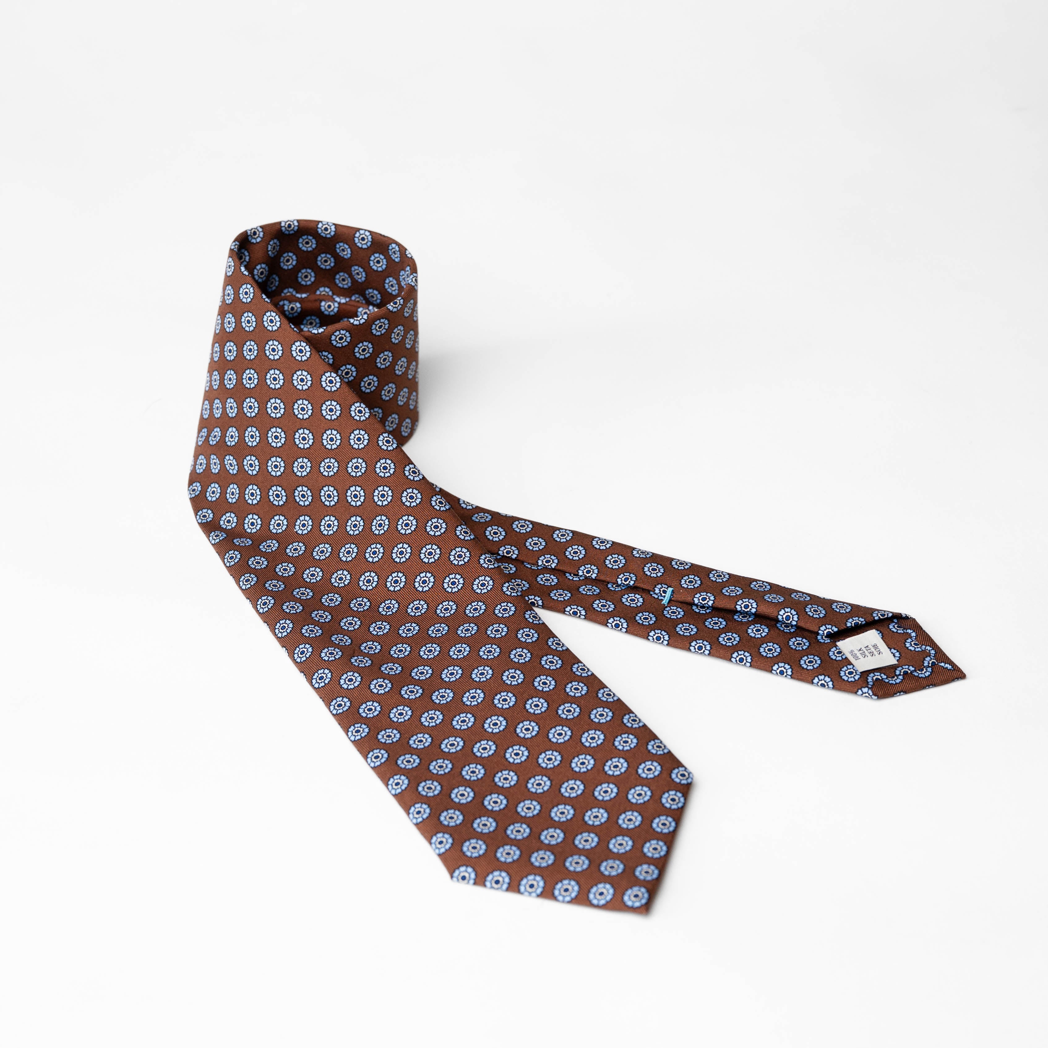 Medallion Print Tie in Tobacco Brown