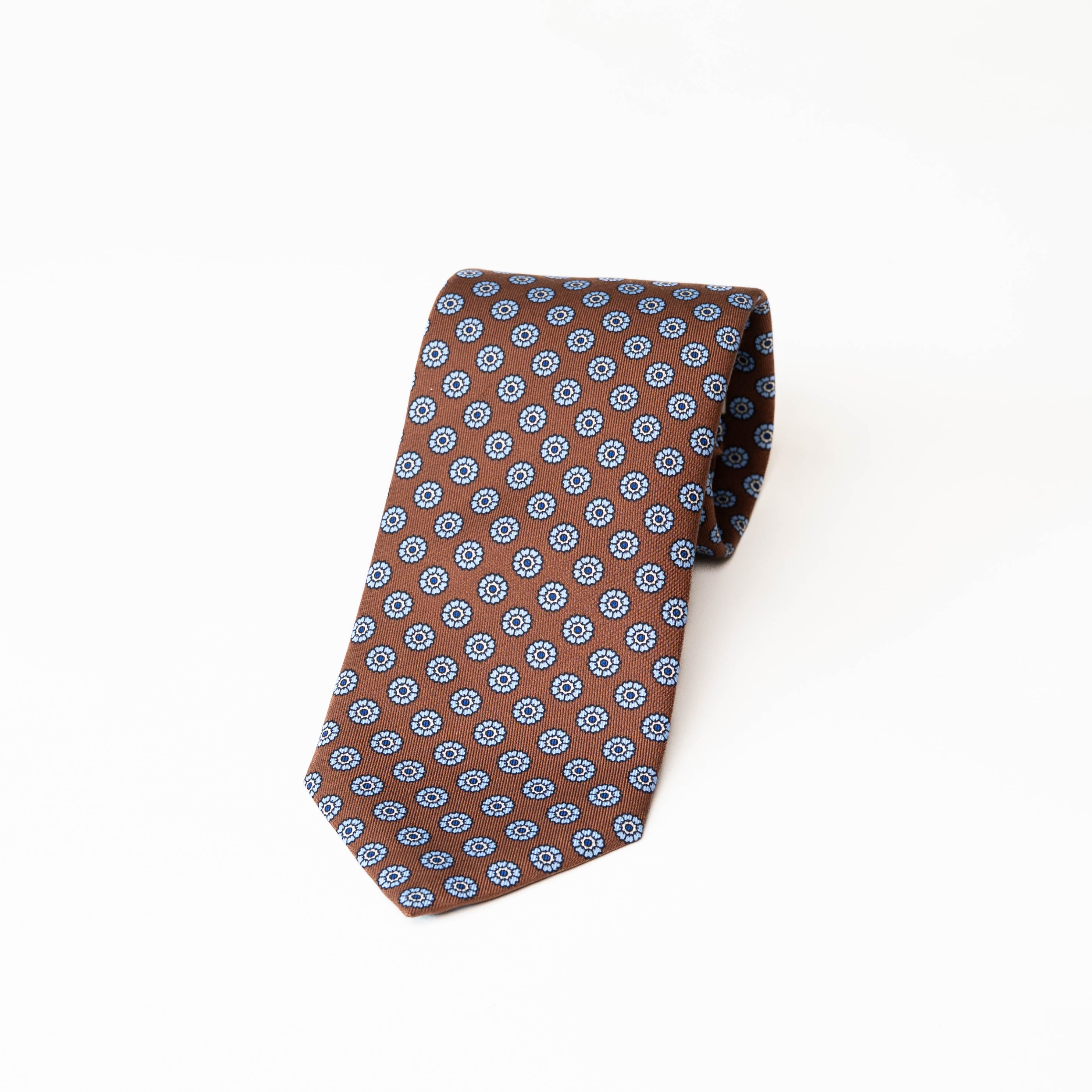 Medallion Print Tie in Tobacco Brown