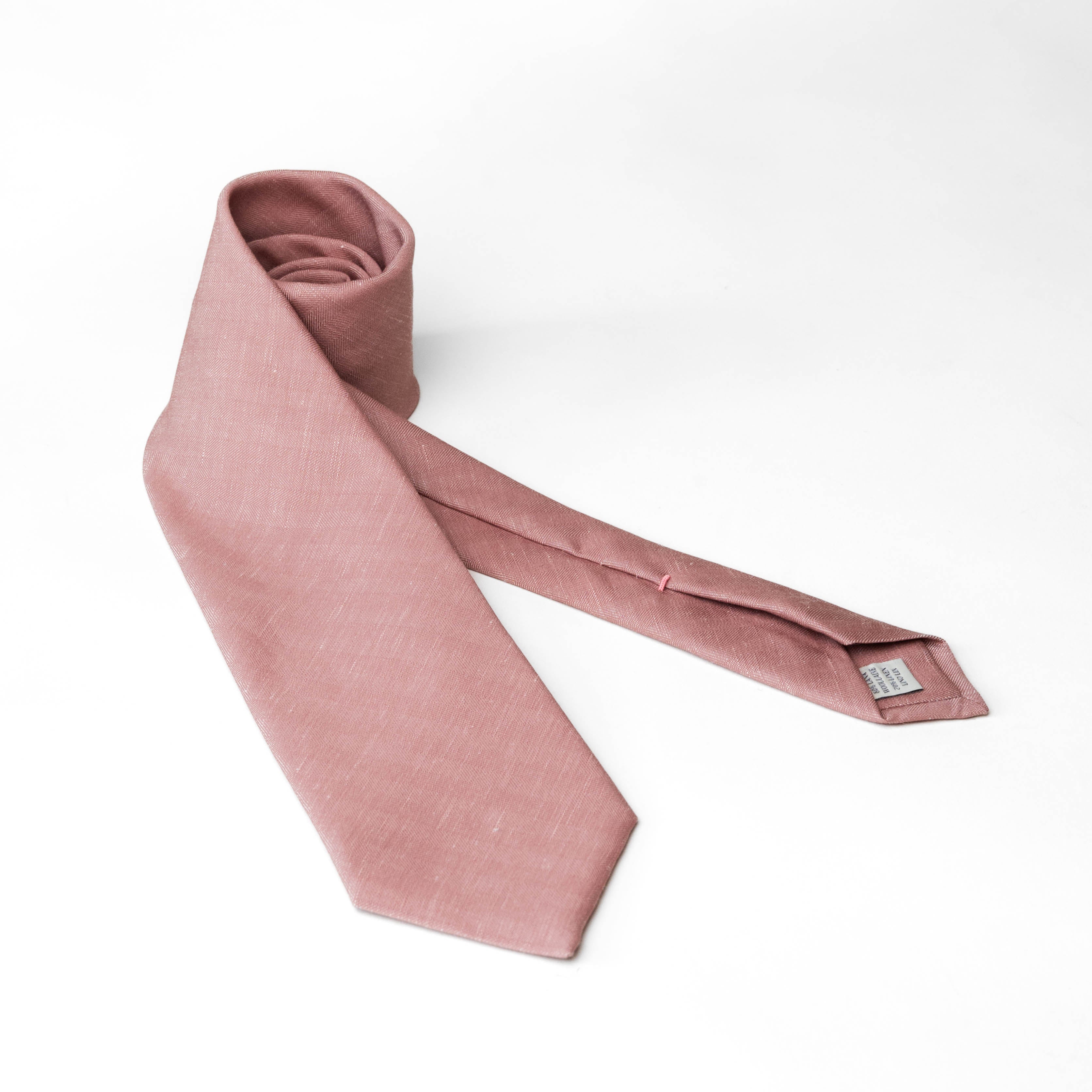 Wool–Silk–Linen Tie in Soft Rose