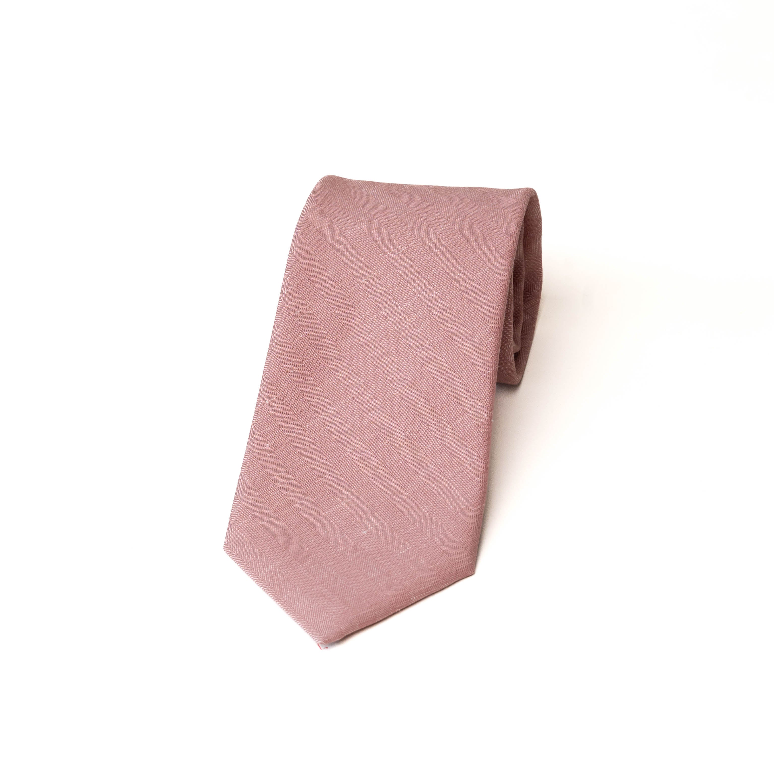 Wool–Silk–Linen Tie in Soft Rose