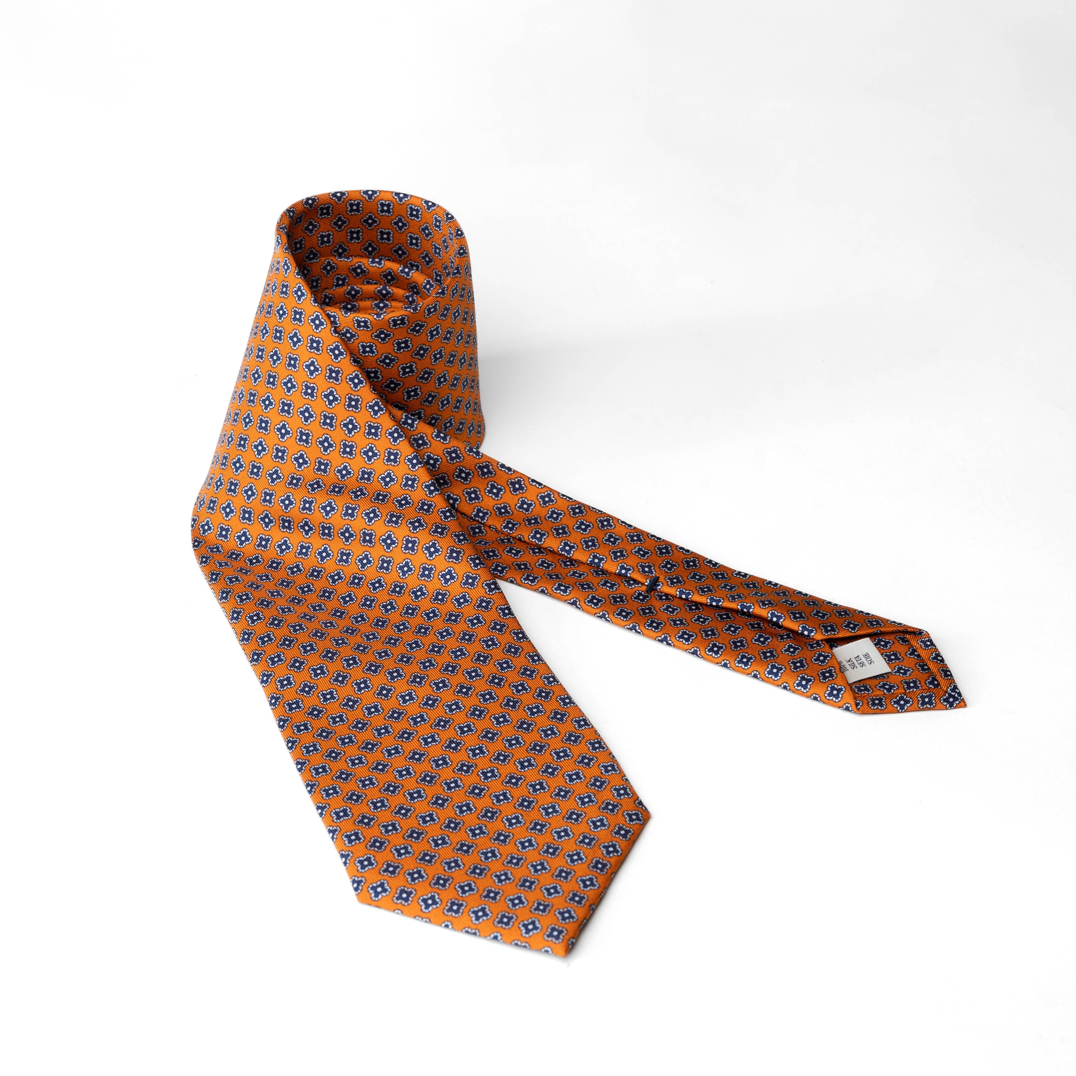 Geometric Print Tie in Orange