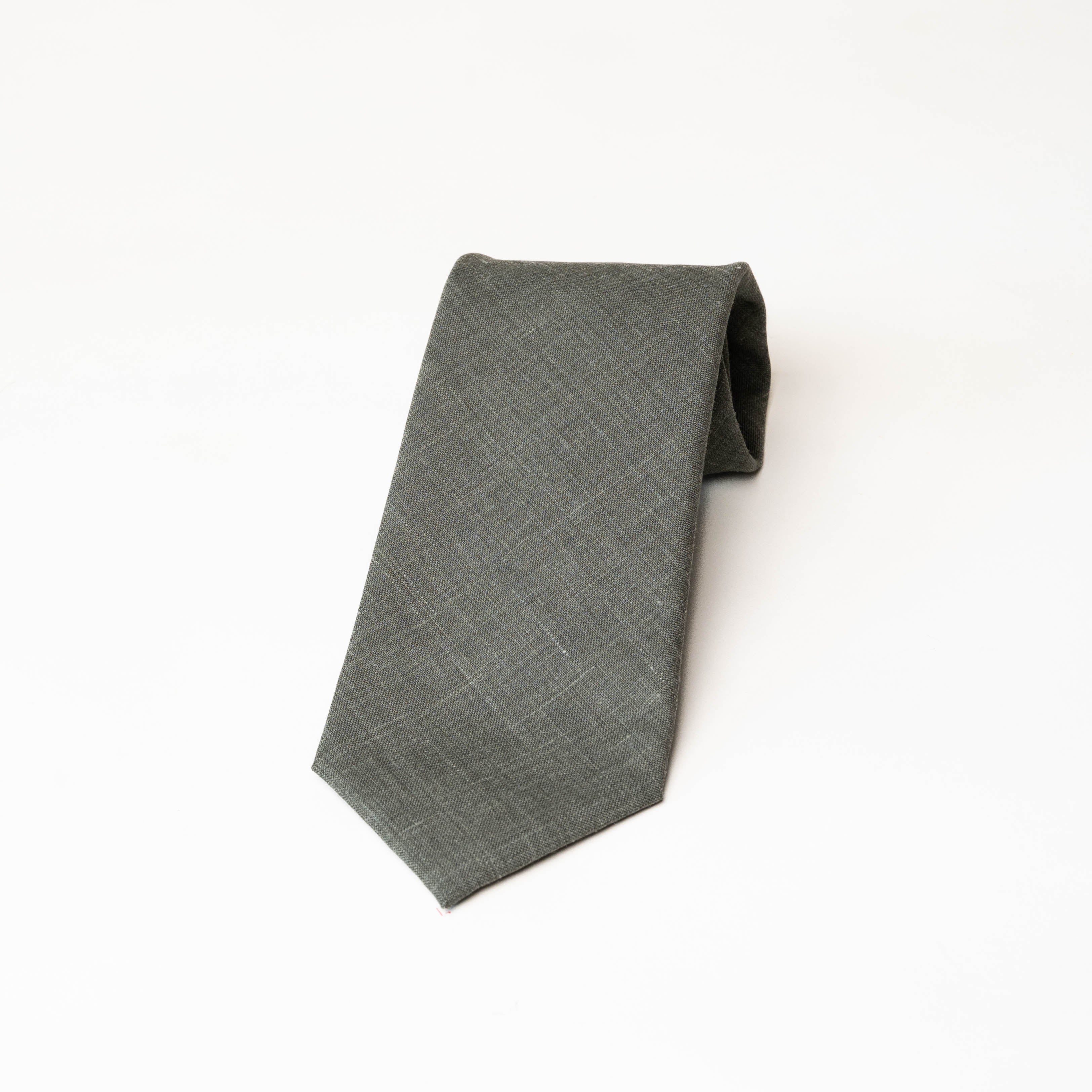 Wool–Silk–Linen Tie in Sage Green