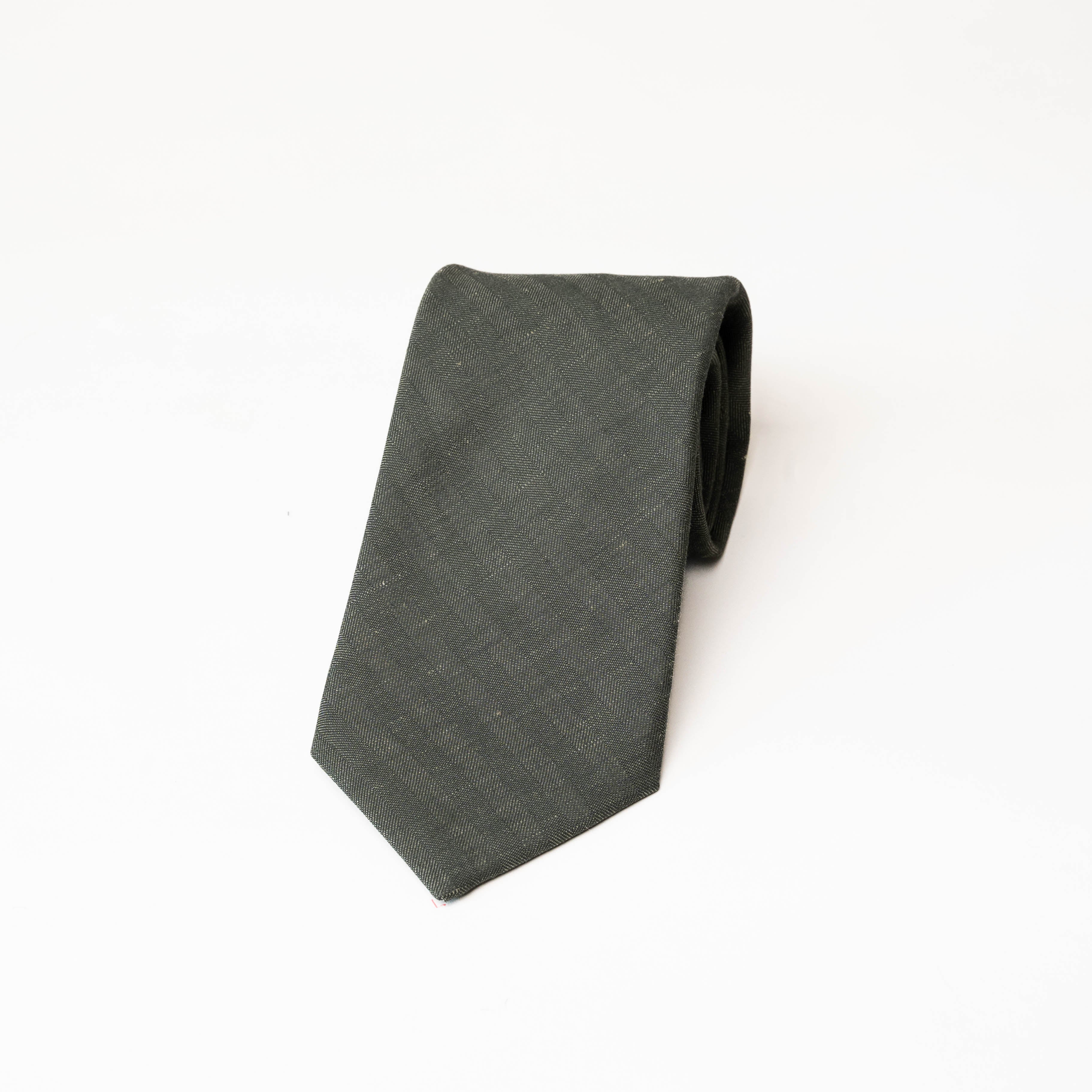 Wool–Silk–Linen Tie in Forest Green