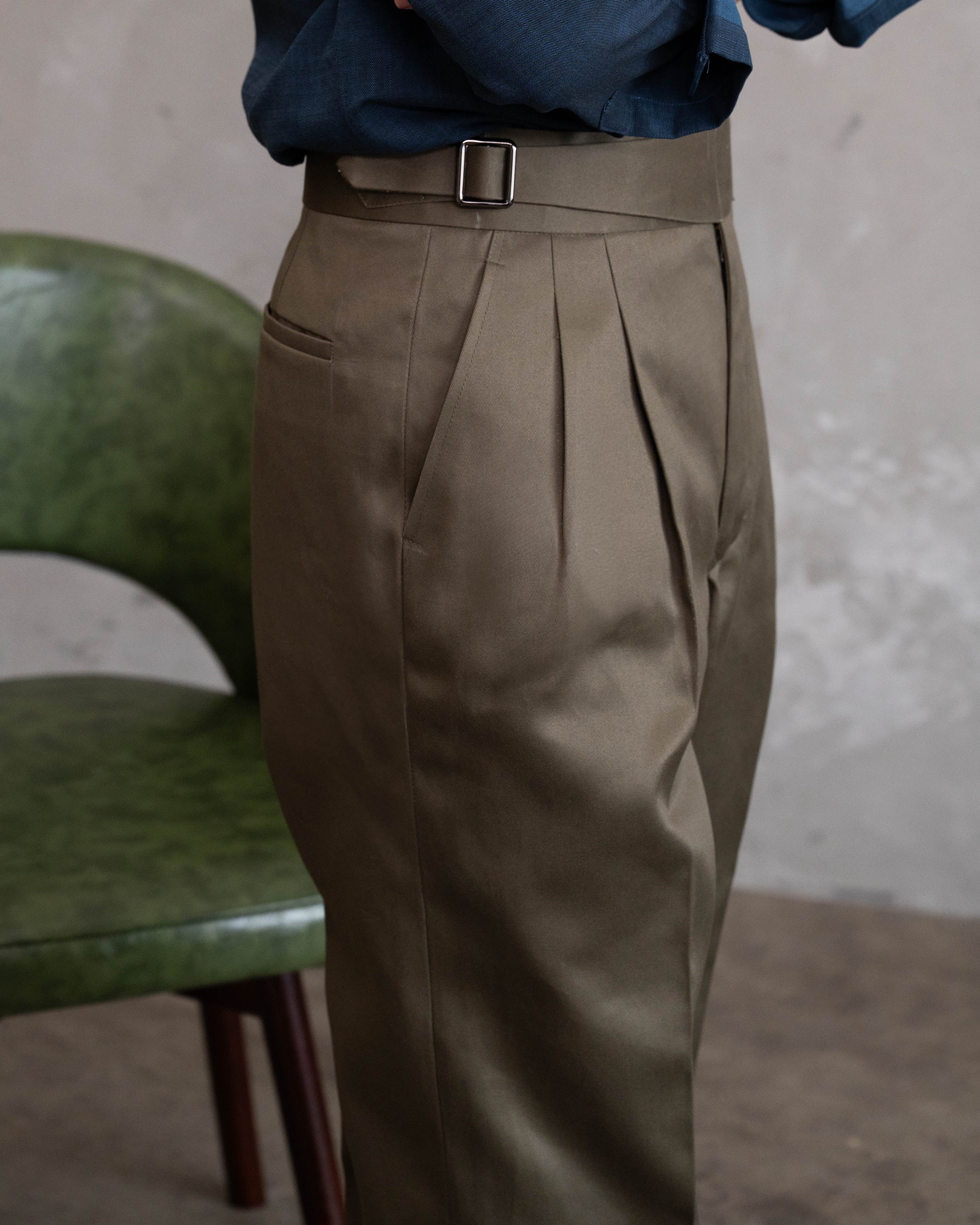 Army Green Cotton Gurkha Trousers