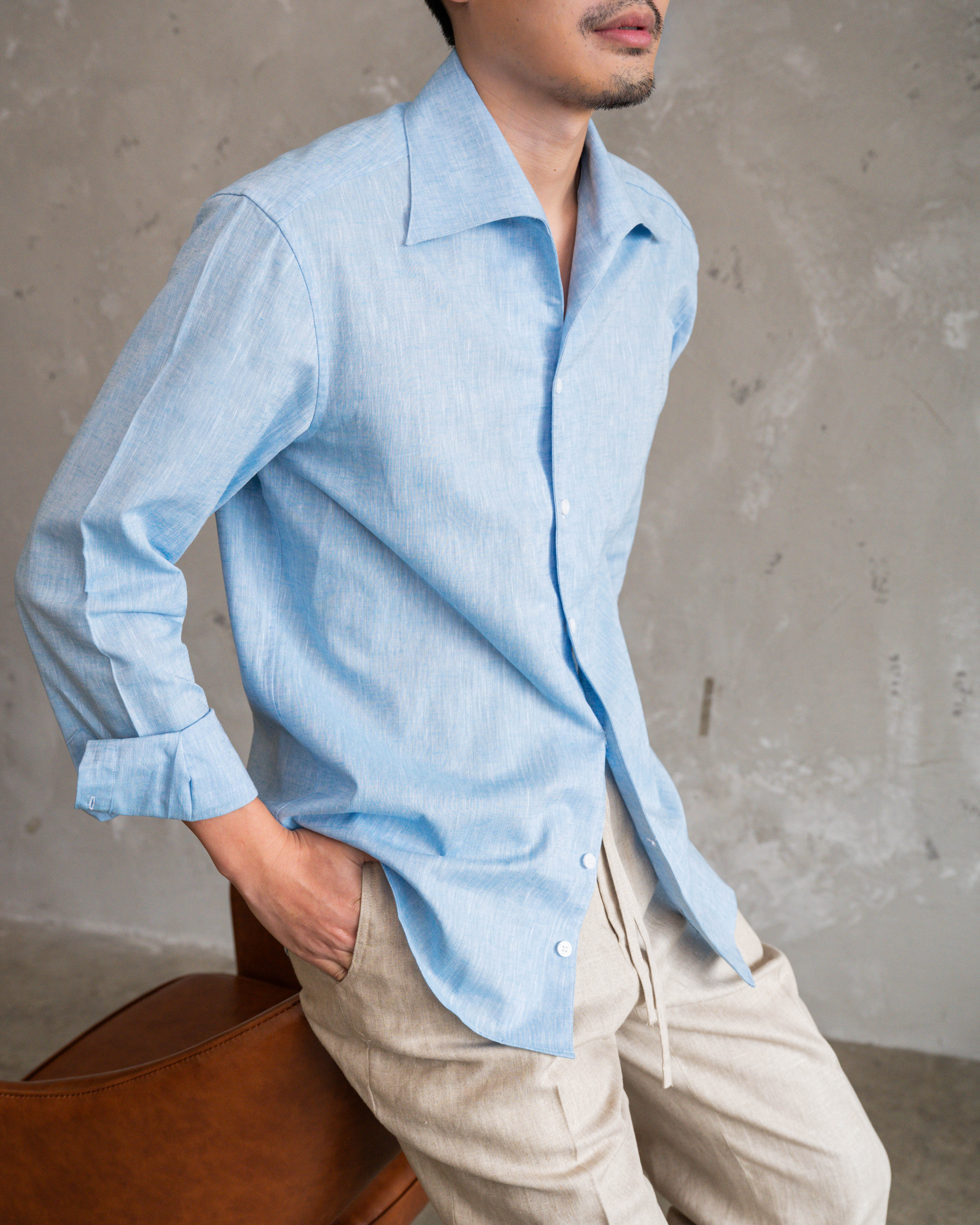 Sky Blue Cotton Linen Shirt