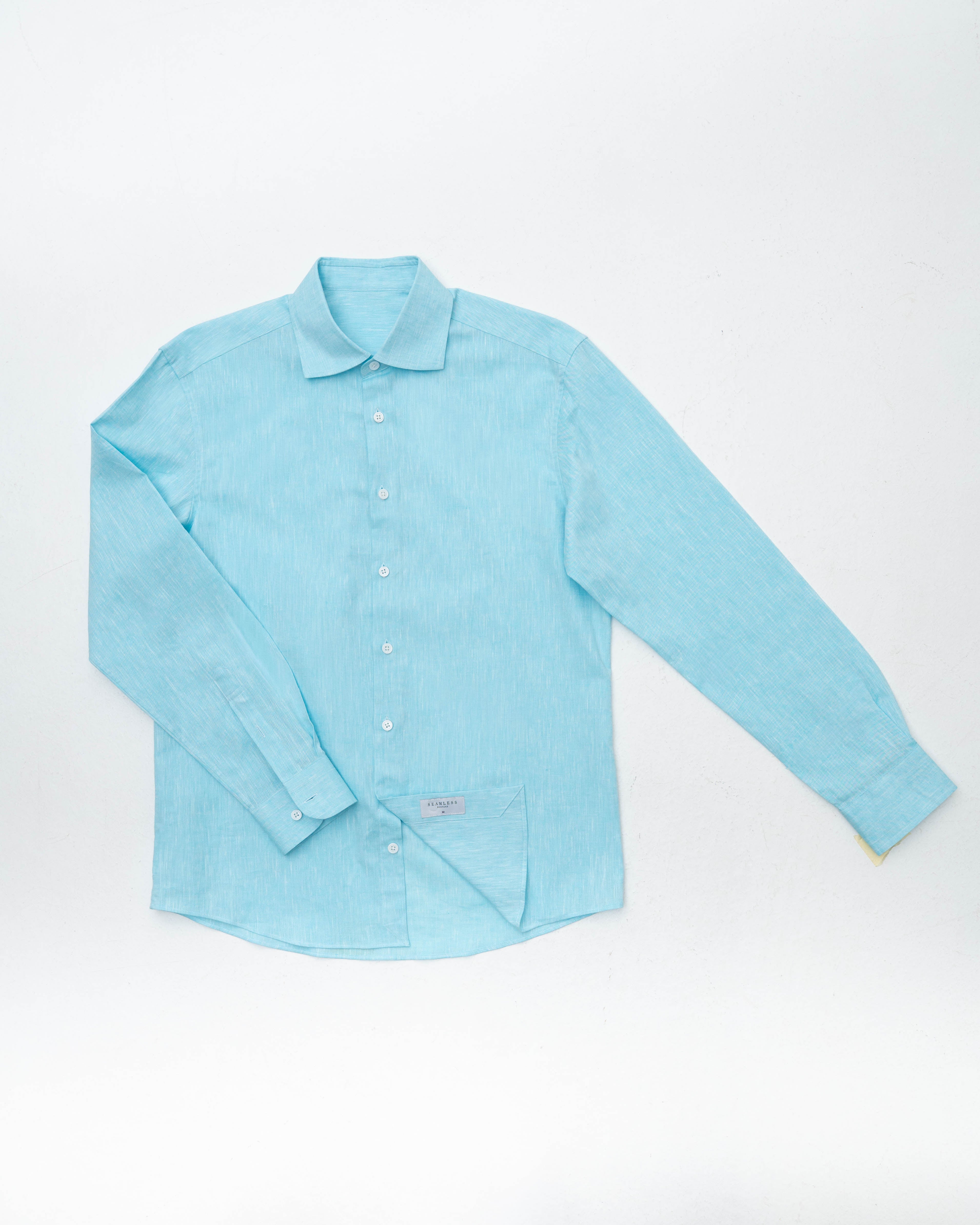 Summer Blue Cotton Linen Shirt