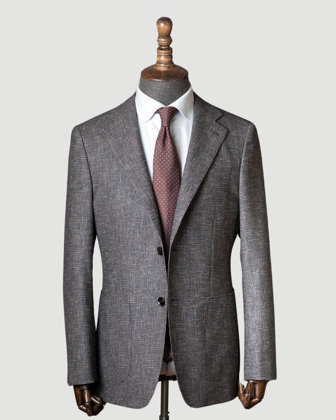 Brownish Grey Wool Silk Linen Sports Jacket | Elio Model