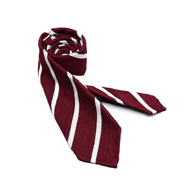 Shantung Silk Tie in Red and White Stripe