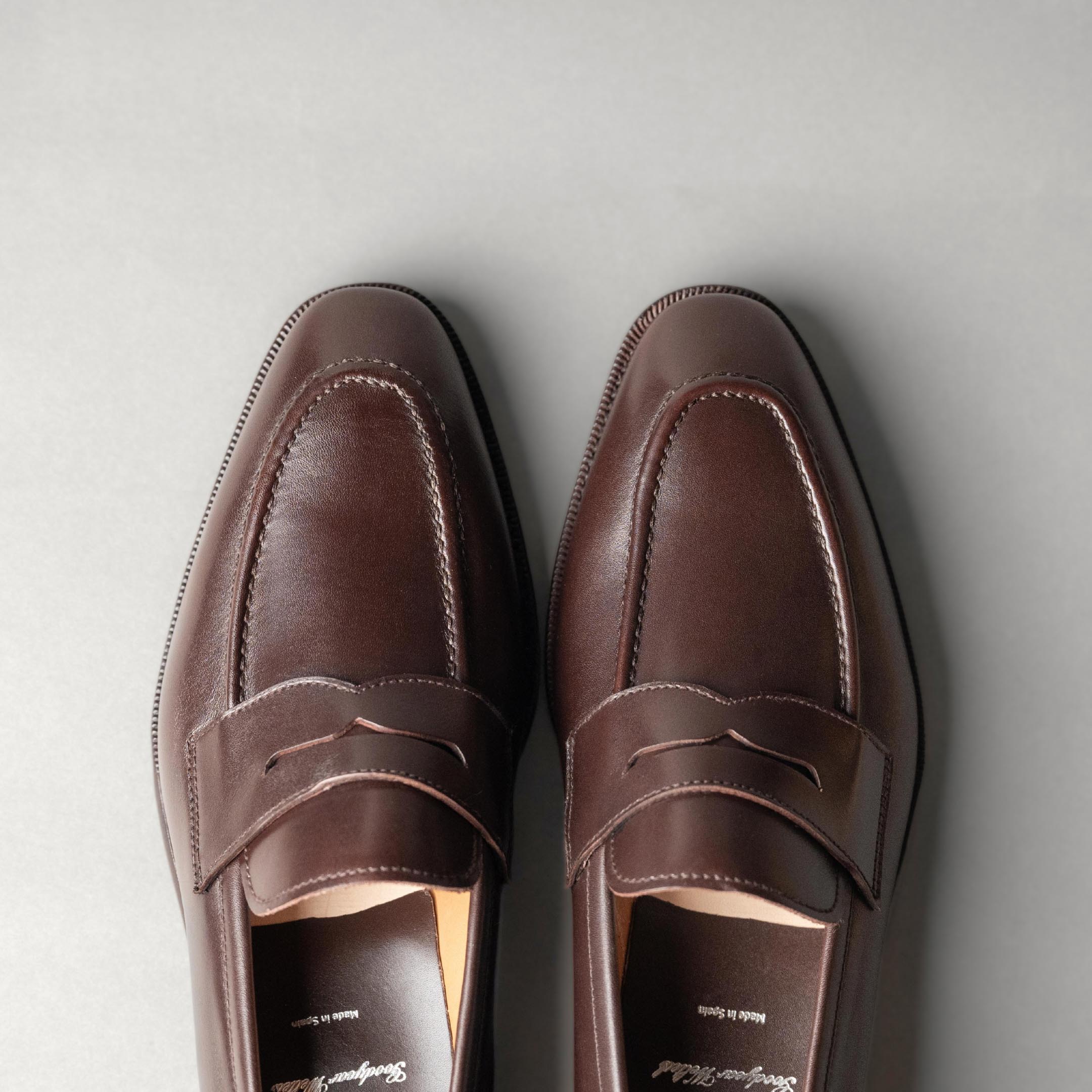 Penny Loafer in Dark Brown Box Calf Leather